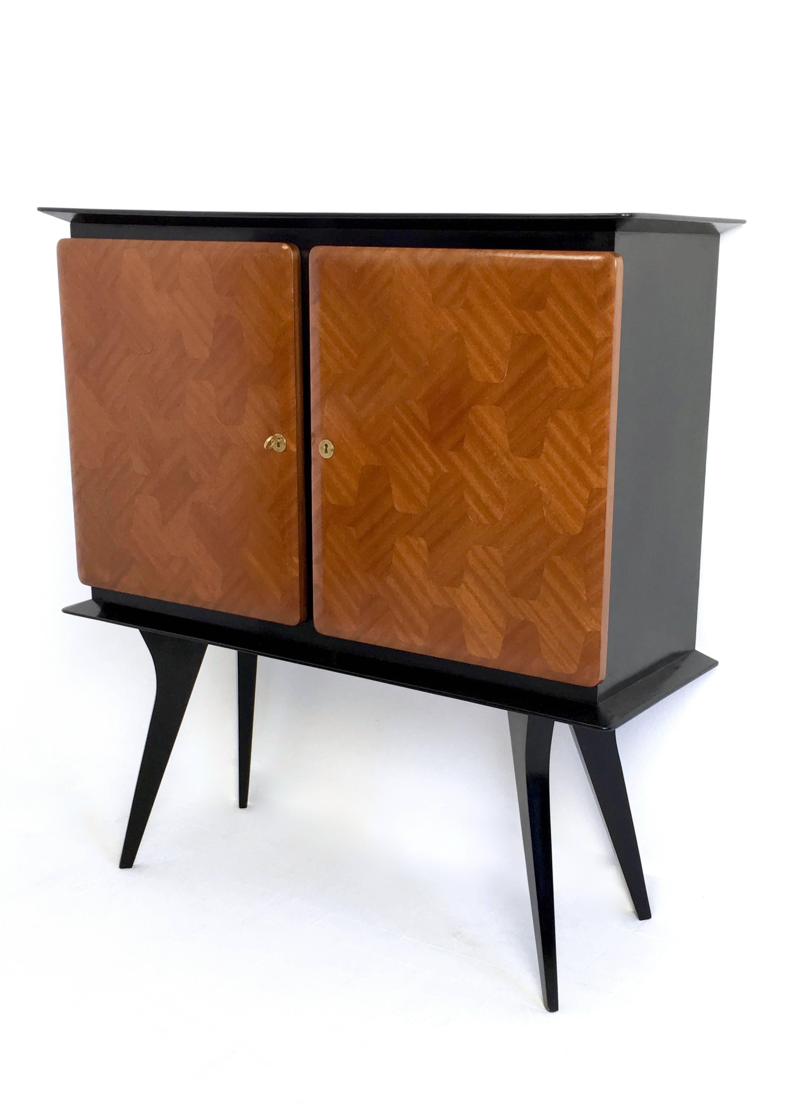 Ebonized Italian Mahogany Bar Cabinet, 1950s