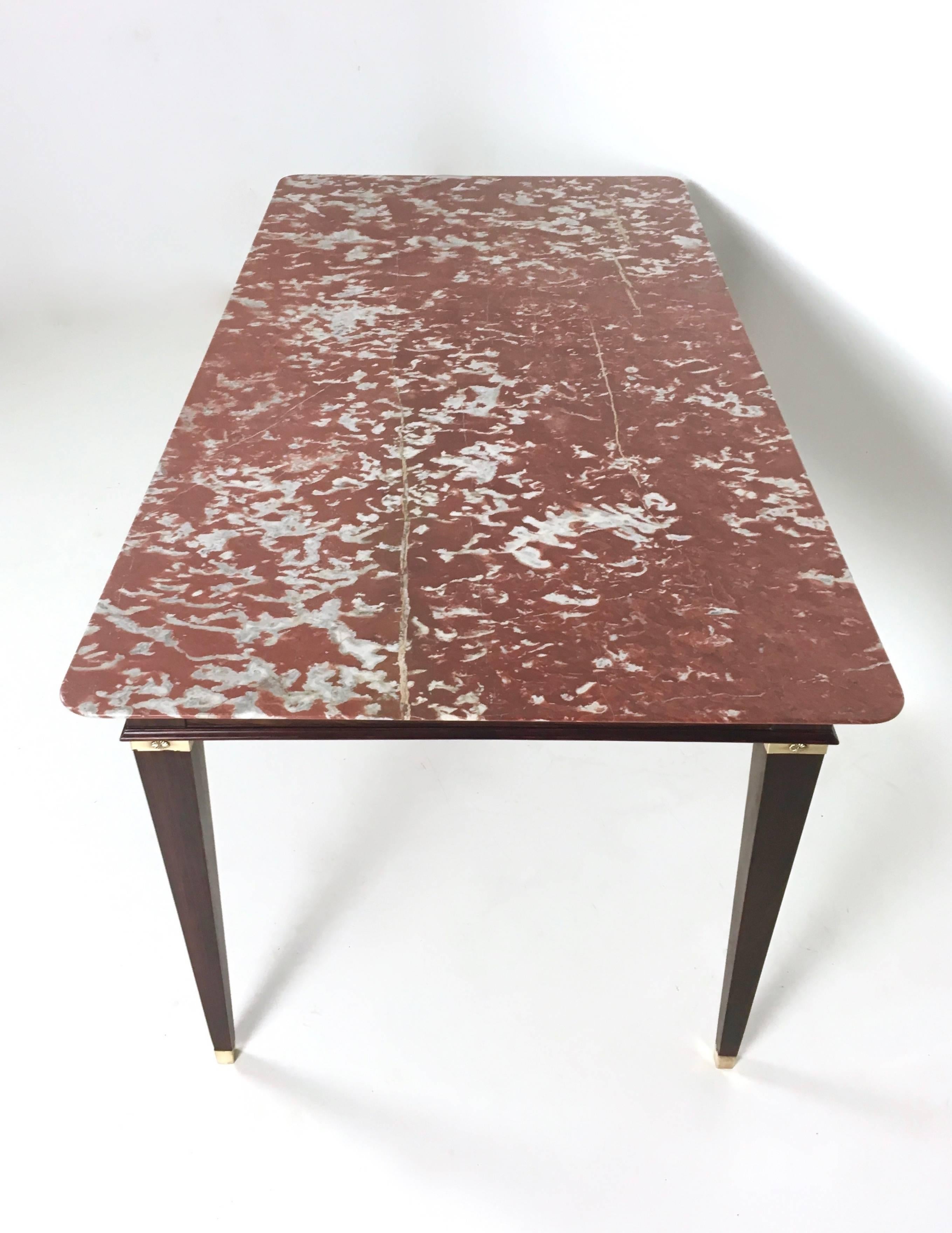 Marble and Wood Dining Table by Paolo Buffa, Italy, 1950s  In Excellent Condition In Bresso, Lombardy