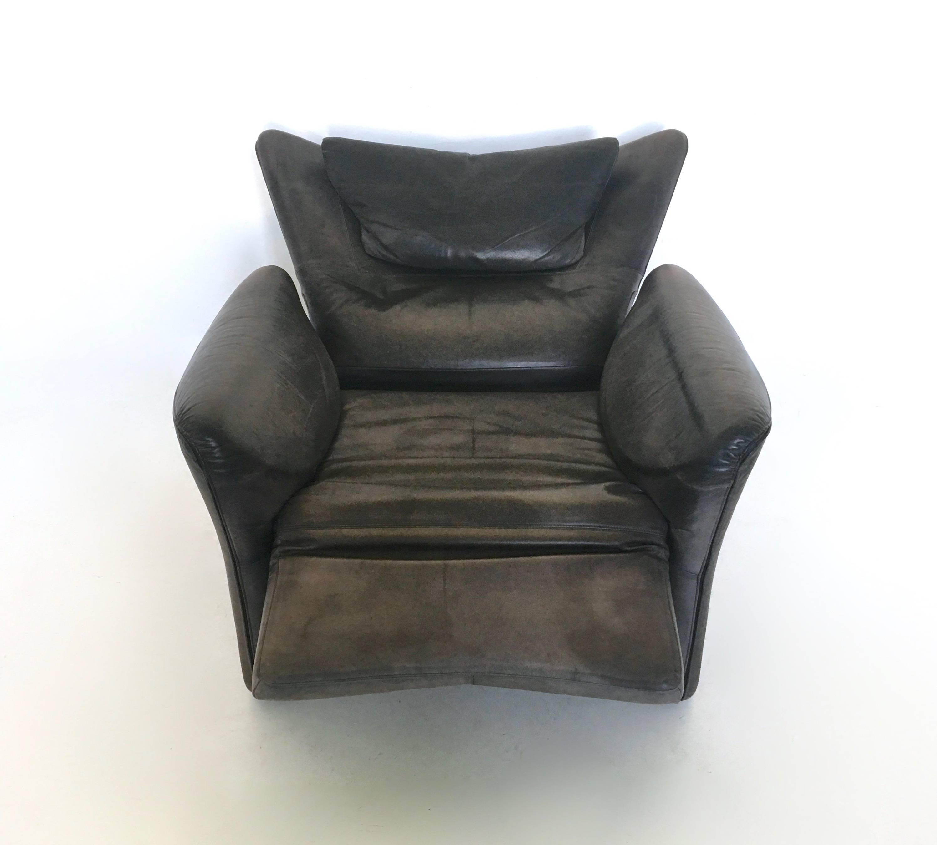 Italian Leather Reclining Chair by Busnelli, Italy, 1970s