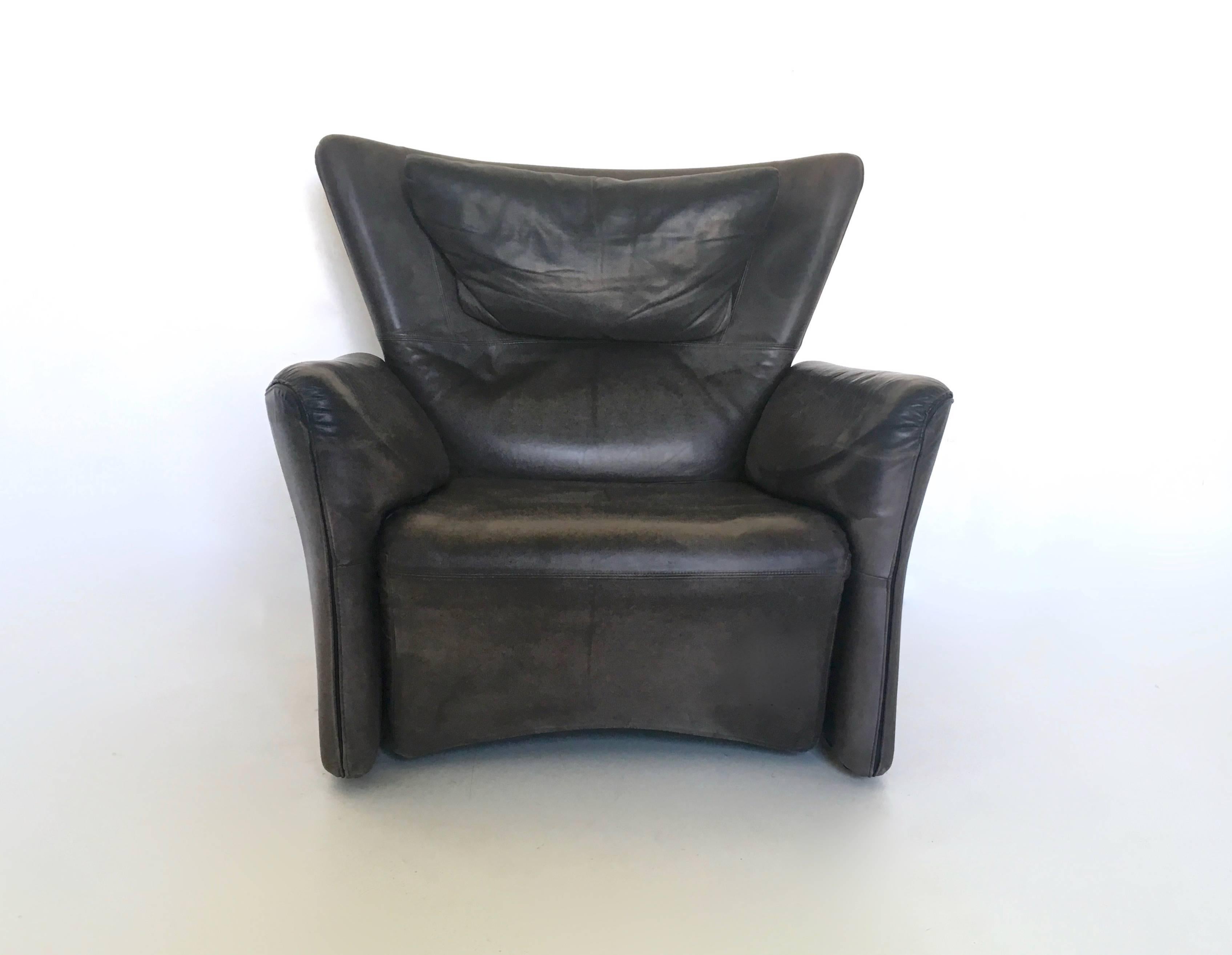 Leather Reclining Chair by Busnelli, Italy, 1970s In Good Condition In Bresso, Lombardy