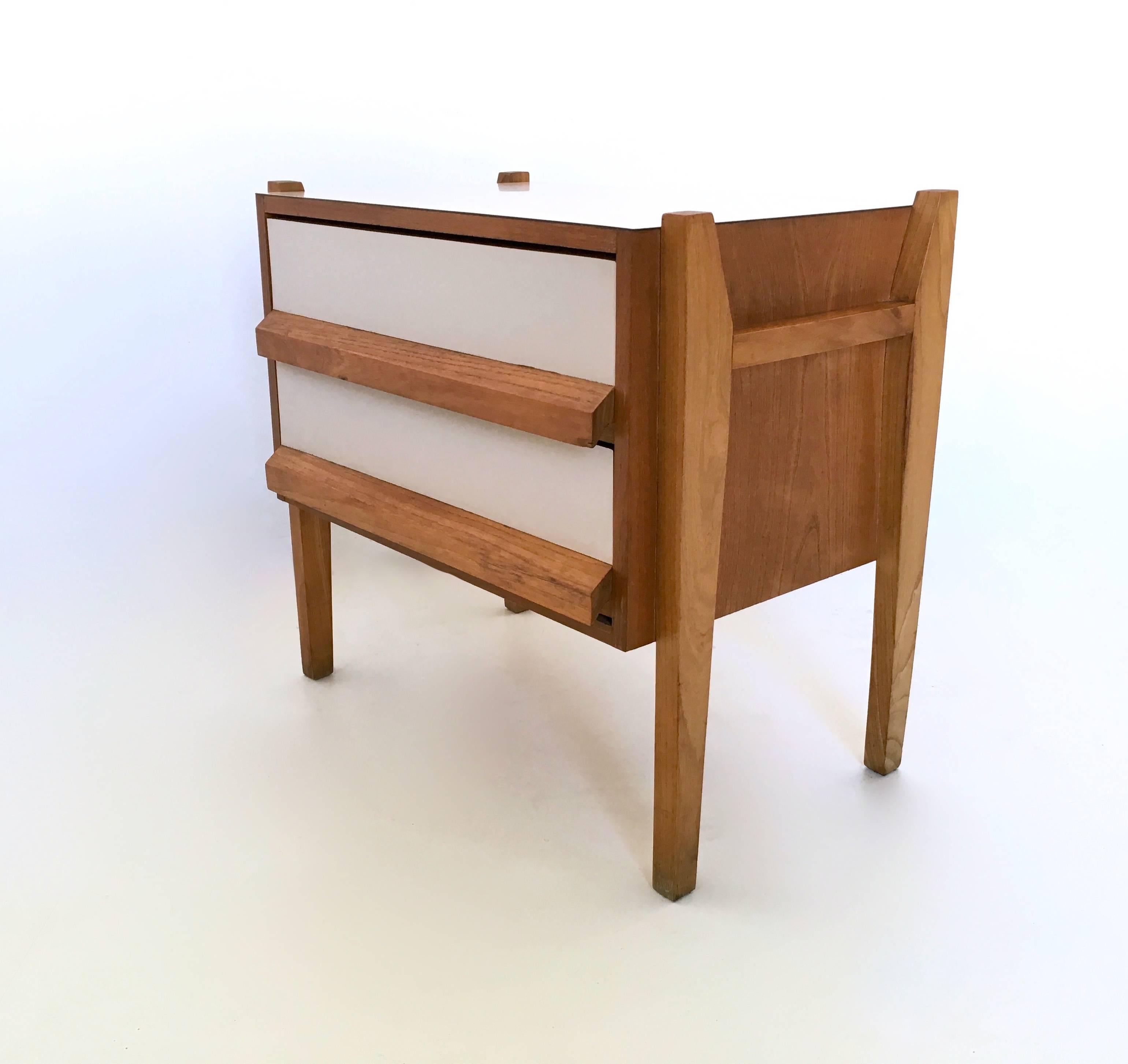 Mid-20th Century Italian Oak and Formica Bedside Tables, 1950s