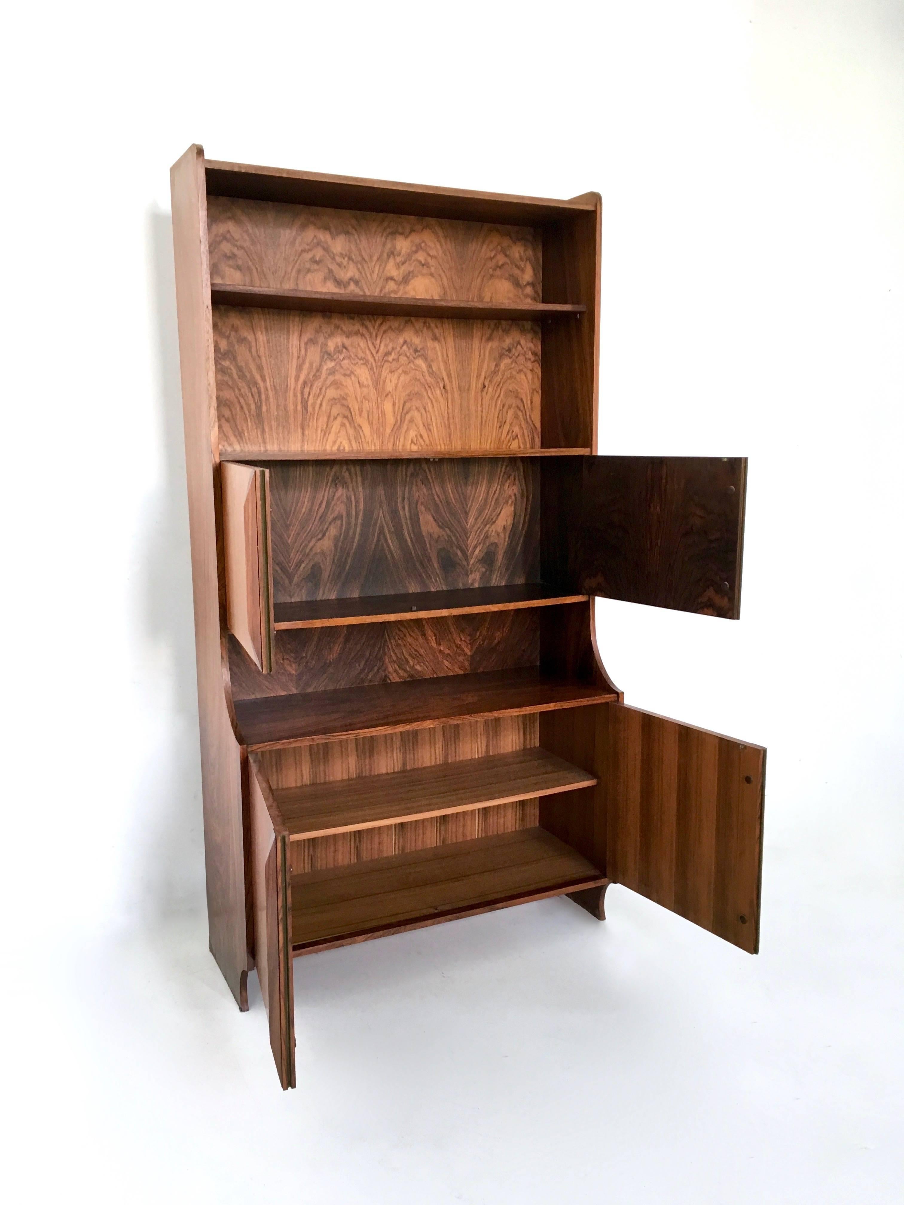 Mid-20th Century Majestic Italian Wooden Bookcase, 1960s