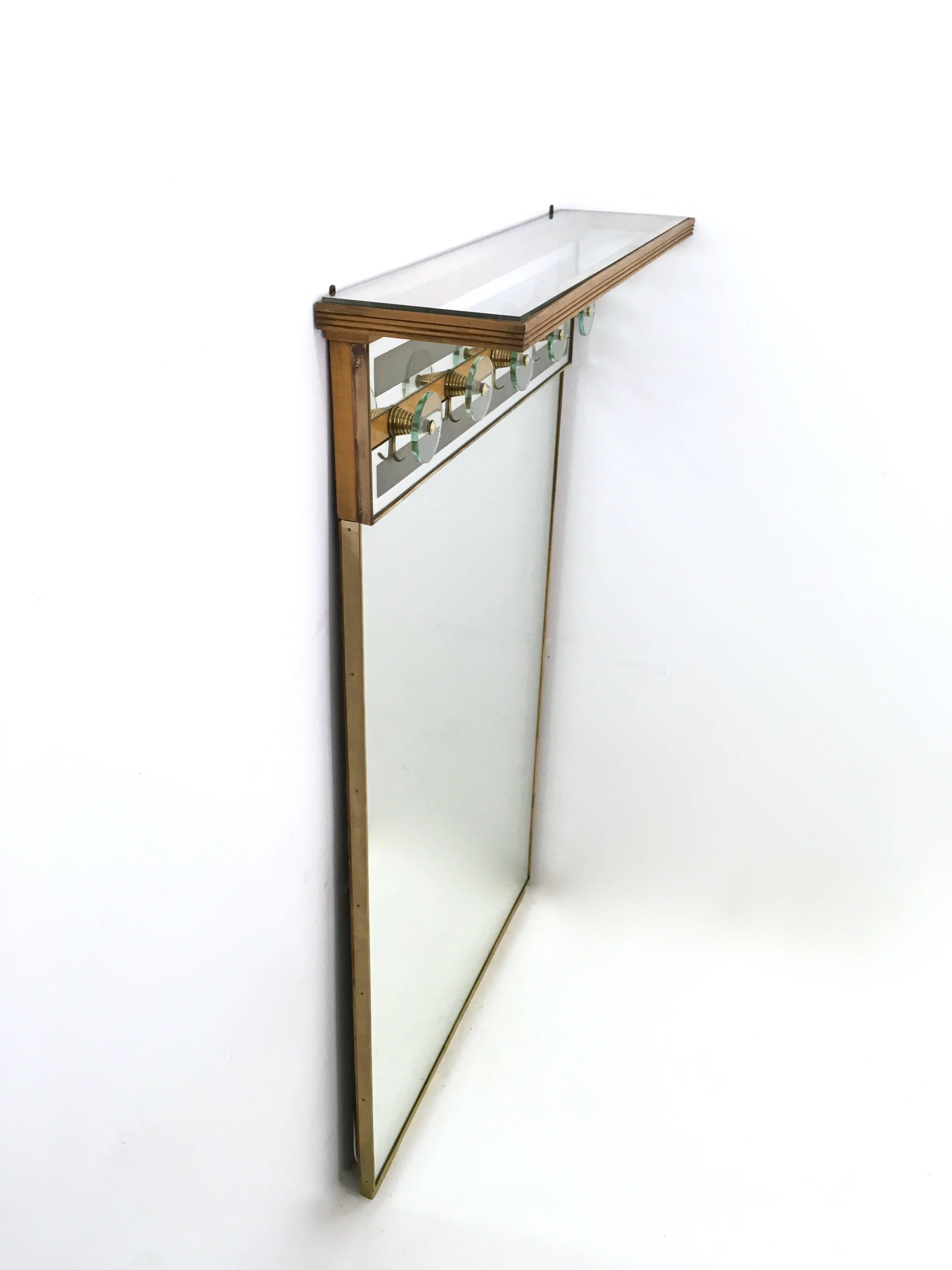 Midcentury Illuminated Coat Rack Ascribable to Fontana Arte, Italy, 1940s-1950s In Good Condition In Bresso, Lombardy