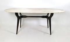 Dyed Beech and Carrara Marble Dining Table, Italy, 1950s