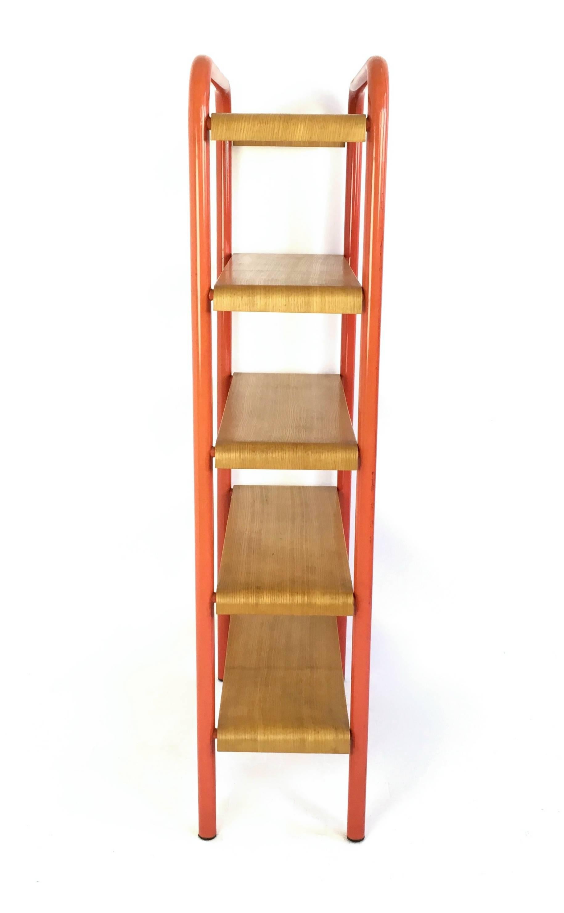 Pair of Italian Oak and Metal Bookshelves, 1980s In Excellent Condition In Bresso, Lombardy
