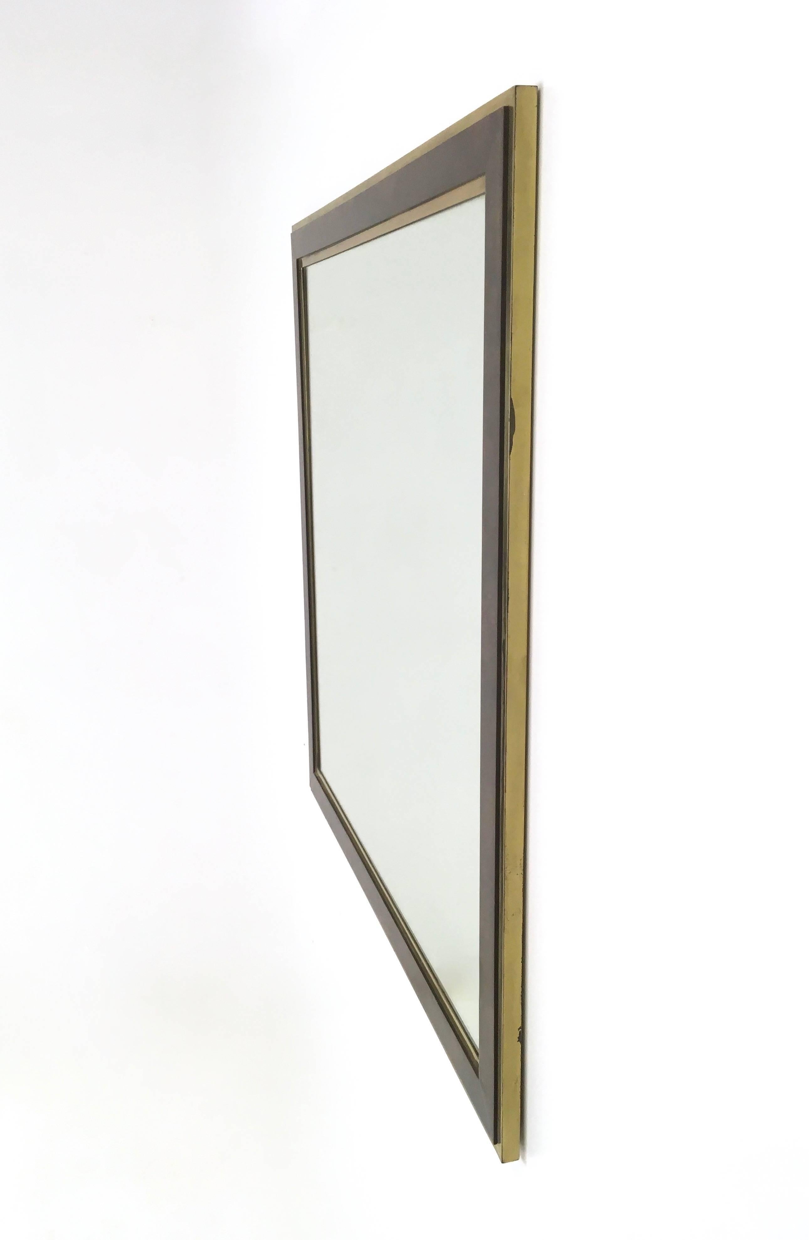 Brass and Briar-Root Wall Mirror, Italy, 1970s In Good Condition In Bresso, Lombardy