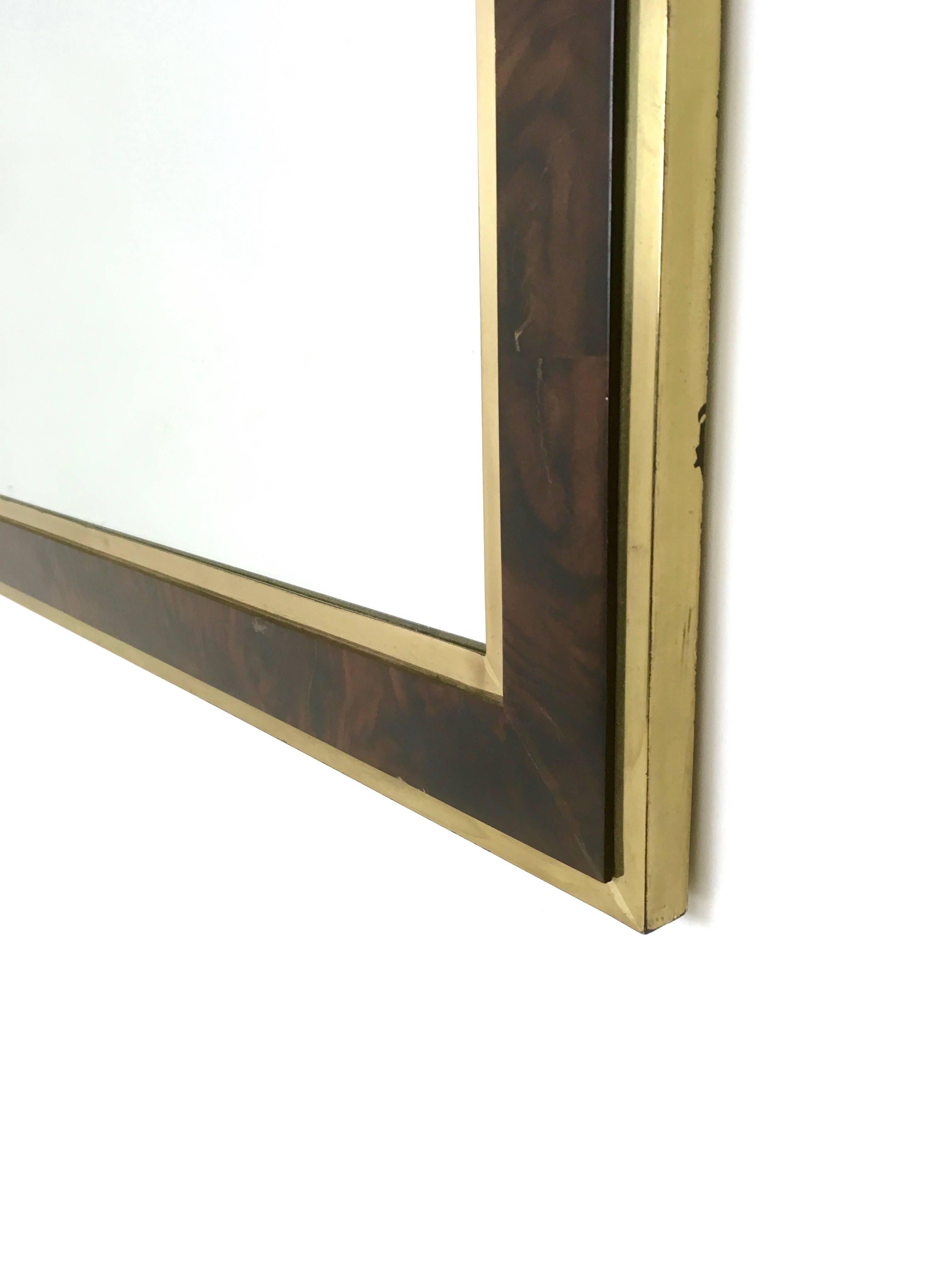 Late 20th Century Brass and Briar-Root Wall Mirror, Italy, 1970s