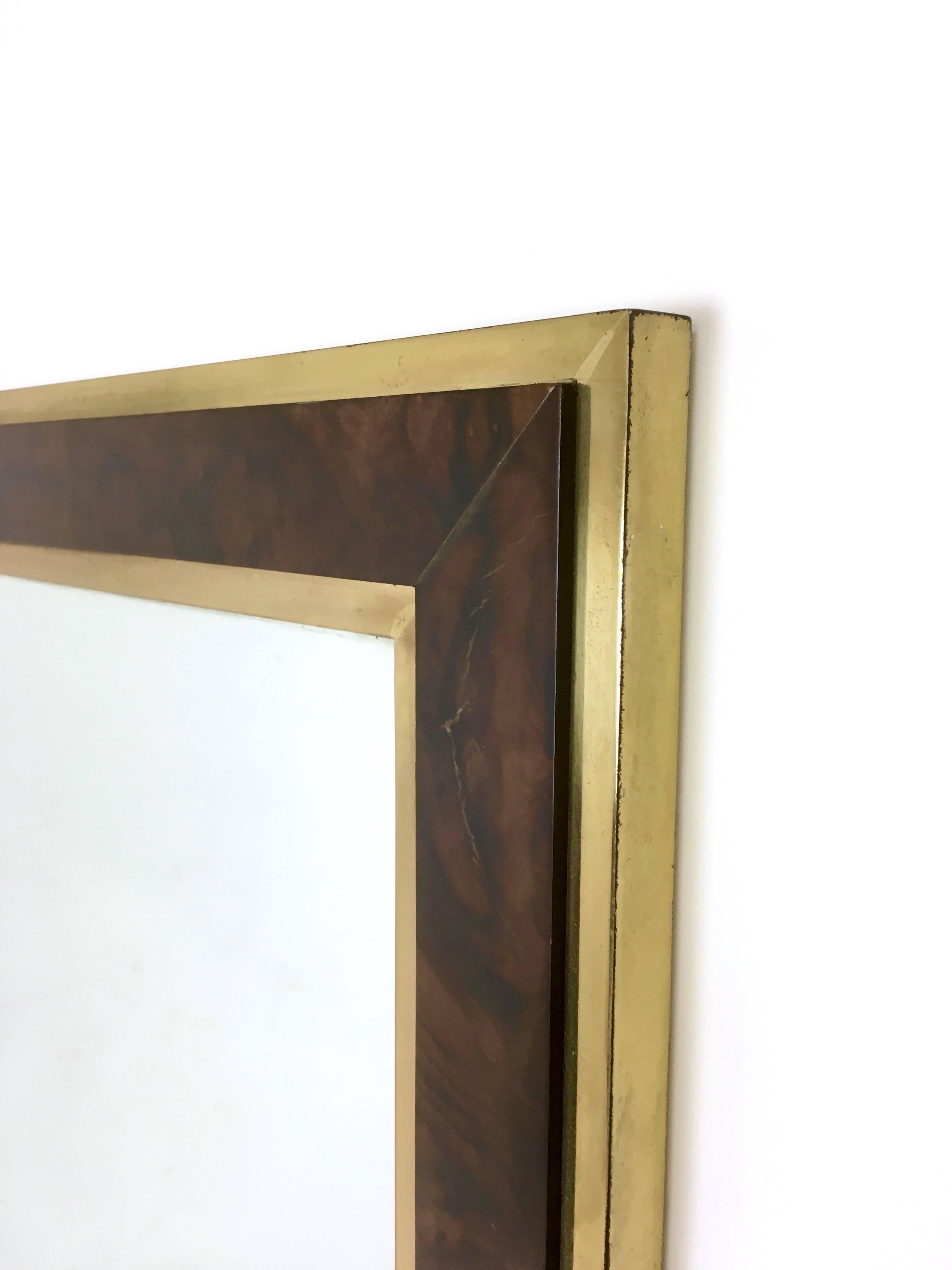 Brass and Briar-Root Wall Mirror, Italy, 1970s 1