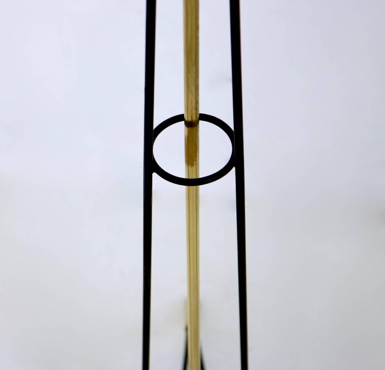 Metal Elegant Floor Lamp with Opaline Glass Shade by Stilnovo, Italy, 1950s