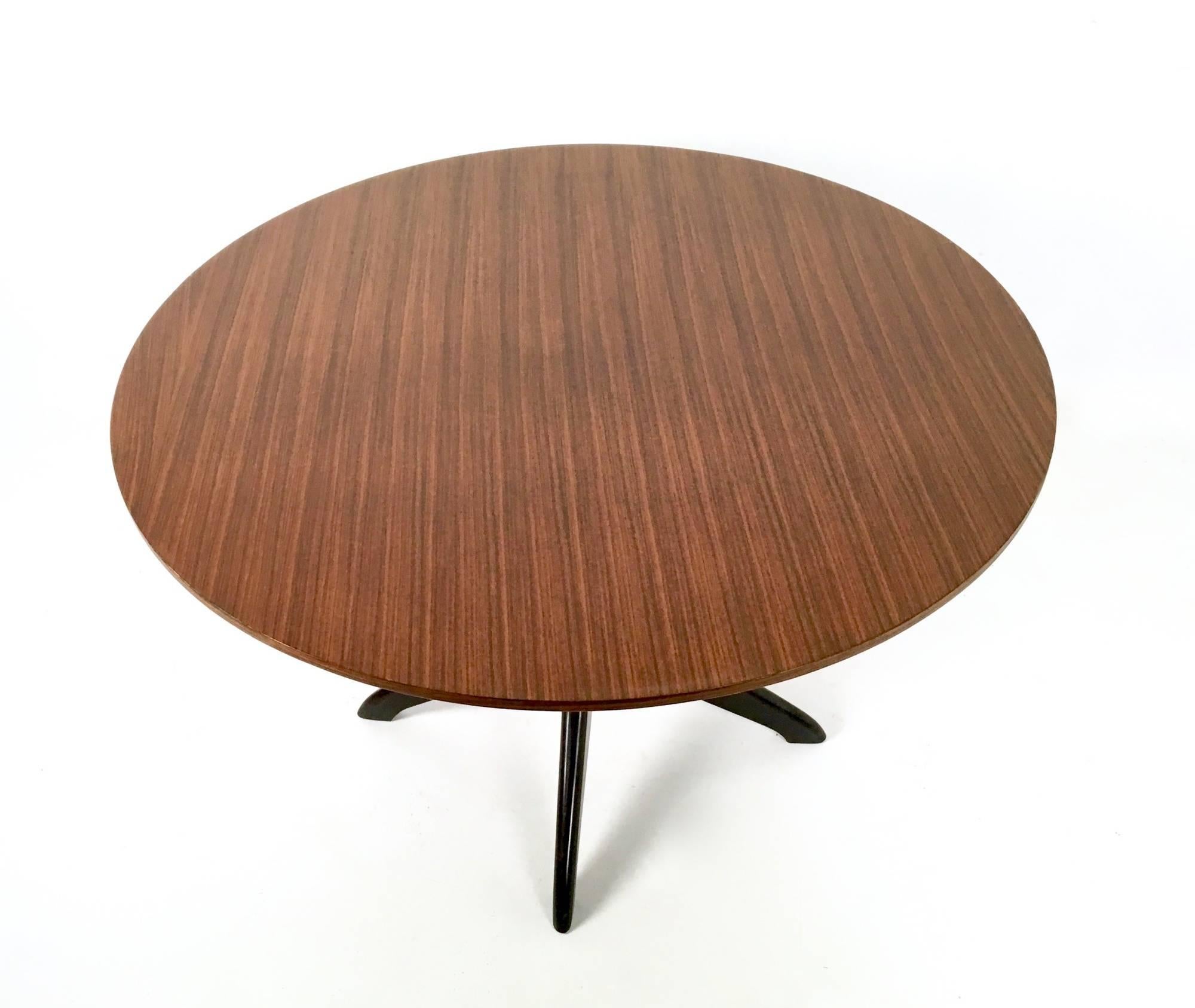Italian Vintage Round Wood and Beech Dining Table in the Style of Ico Parisi, Italy