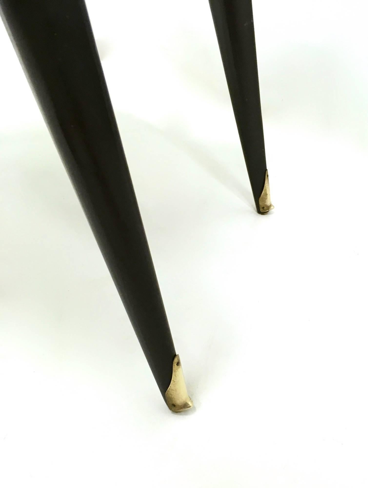 Pair of Green Vintage Skai Side Chairs with Ebonized Legs, Italy, 1950s 3