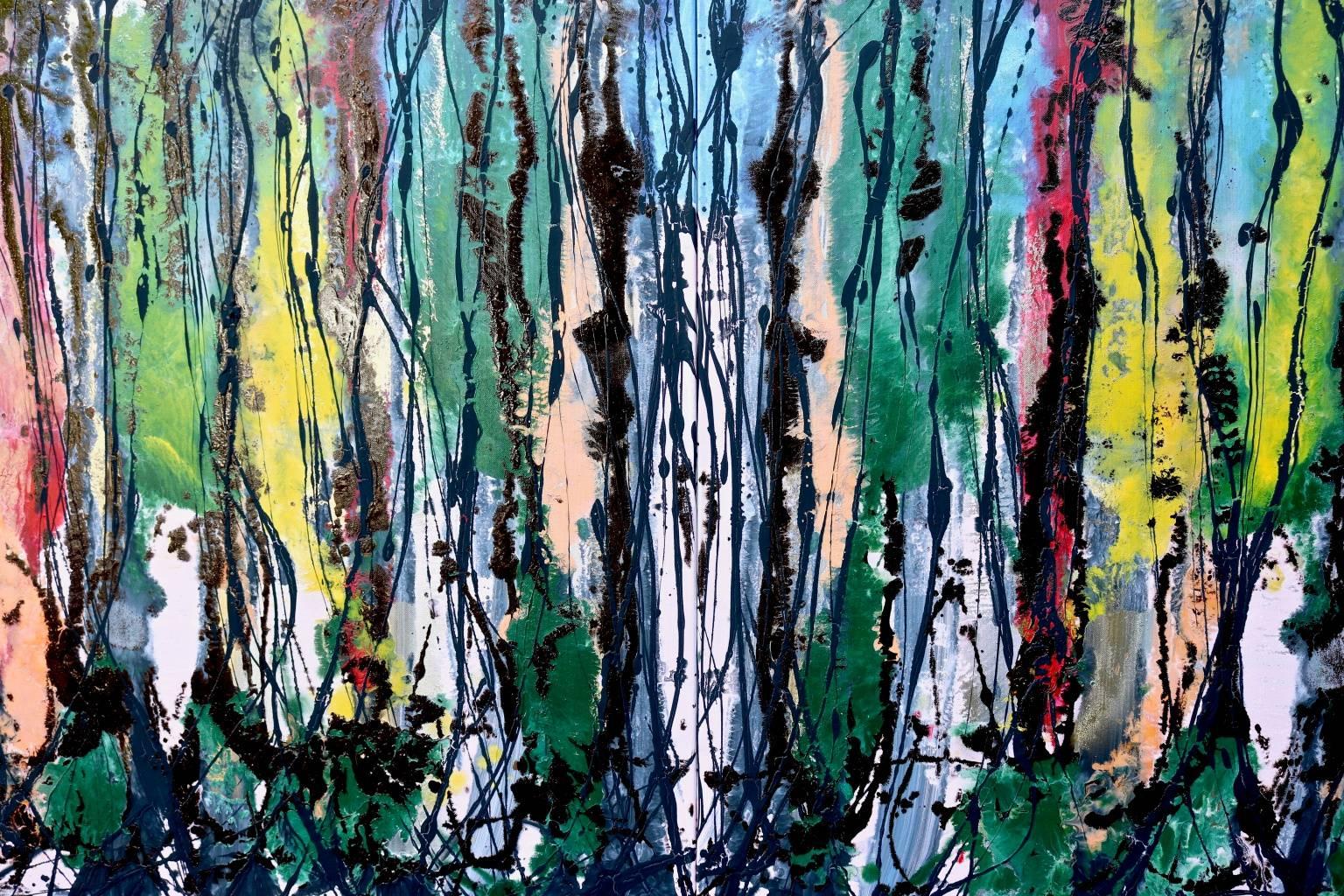 Translated title: "Coloured forest"

Acrylic on double canvas.
   