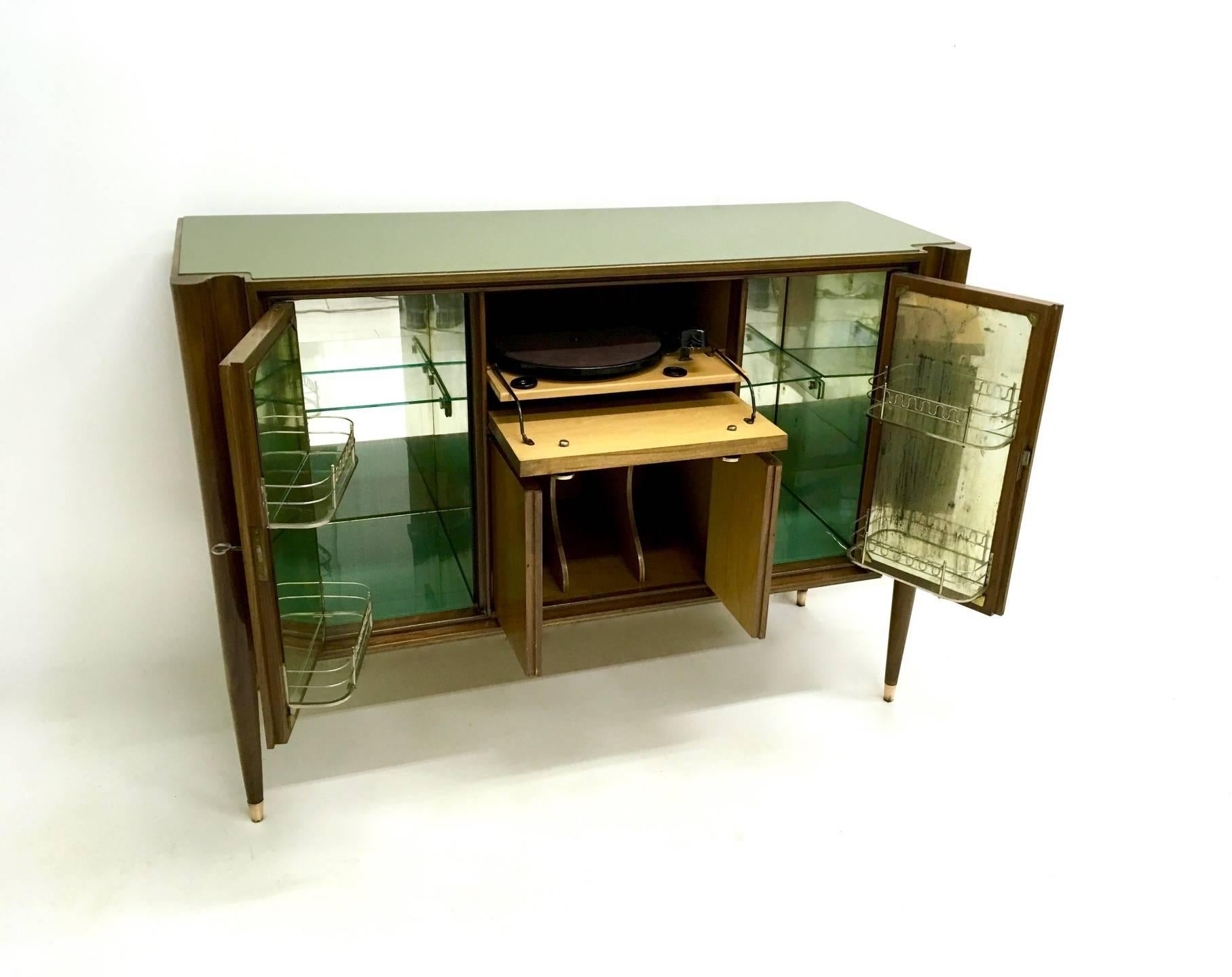 Walnut Music Bar Cabinet Produced by Cantù, Italy, 1950s 1