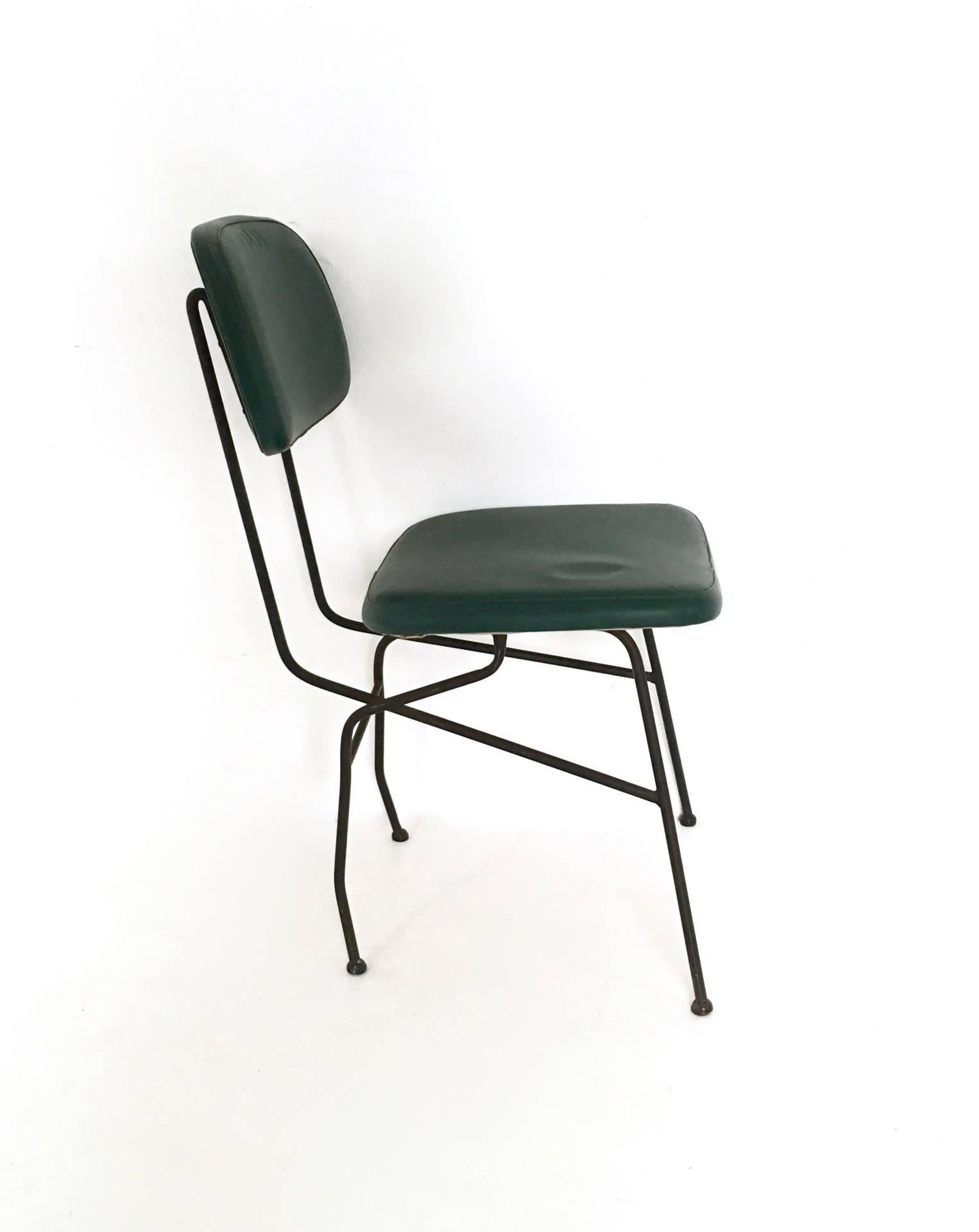 Mid-20th Century Set of Four Metal and Skai Chairs Ascribable to Gastone Rinaldi for Rima, 1950s