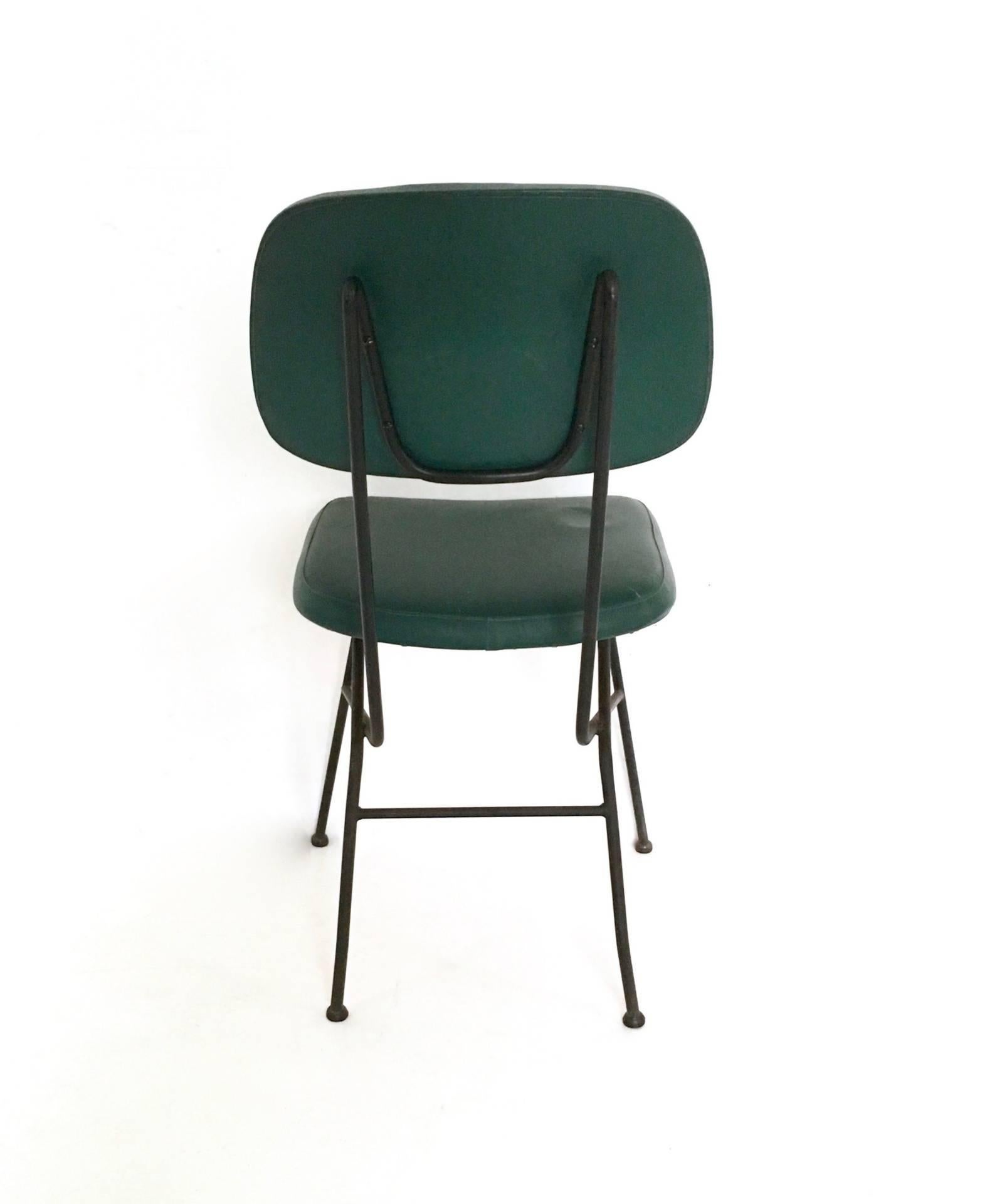 Set of Four Metal and Skai Chairs Ascribable to Gastone Rinaldi for Rima, 1950s 1