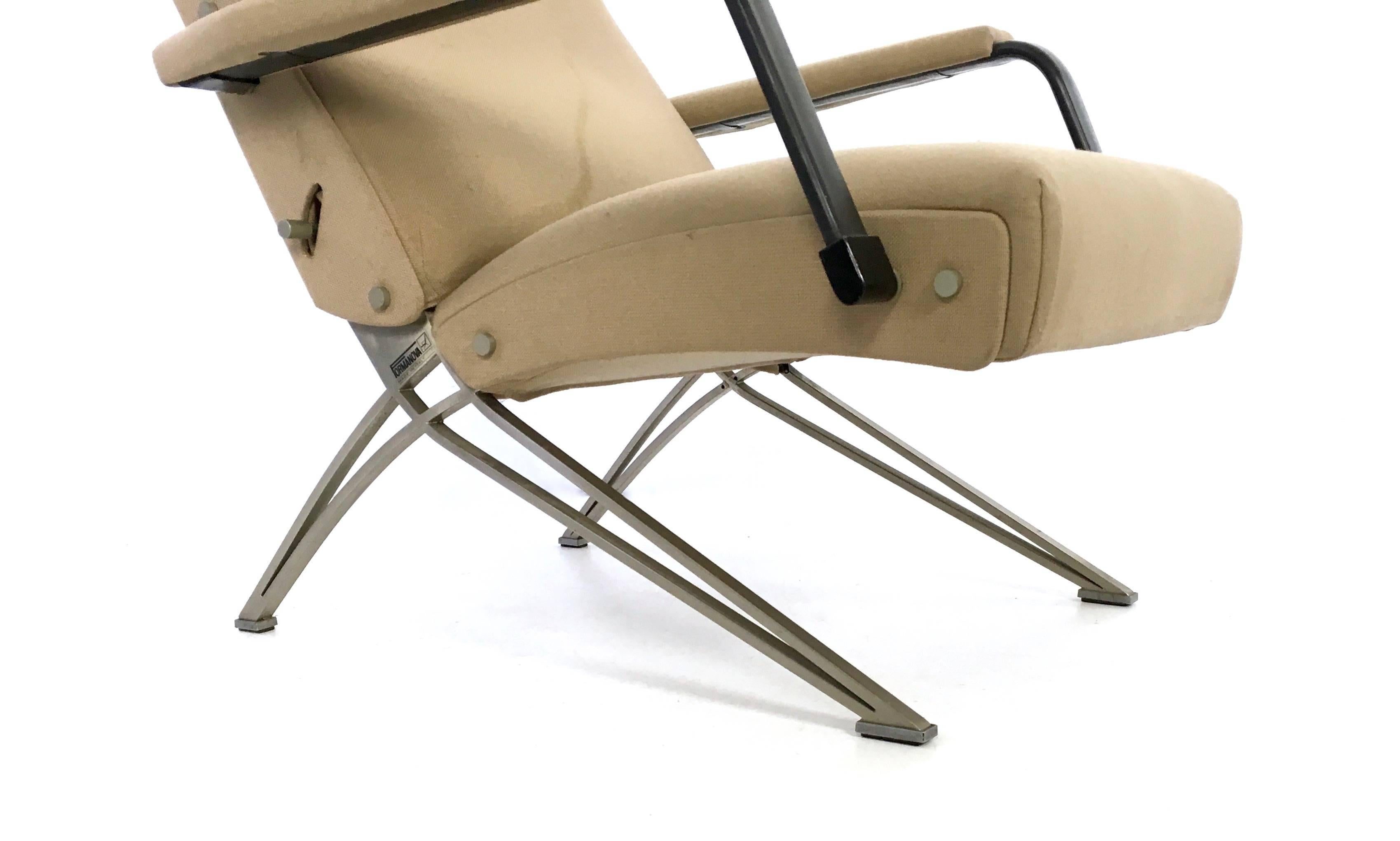 Metal Reclining Armchair by Giulio Moscatelli for Formanova, Italy, 1970s-1980s