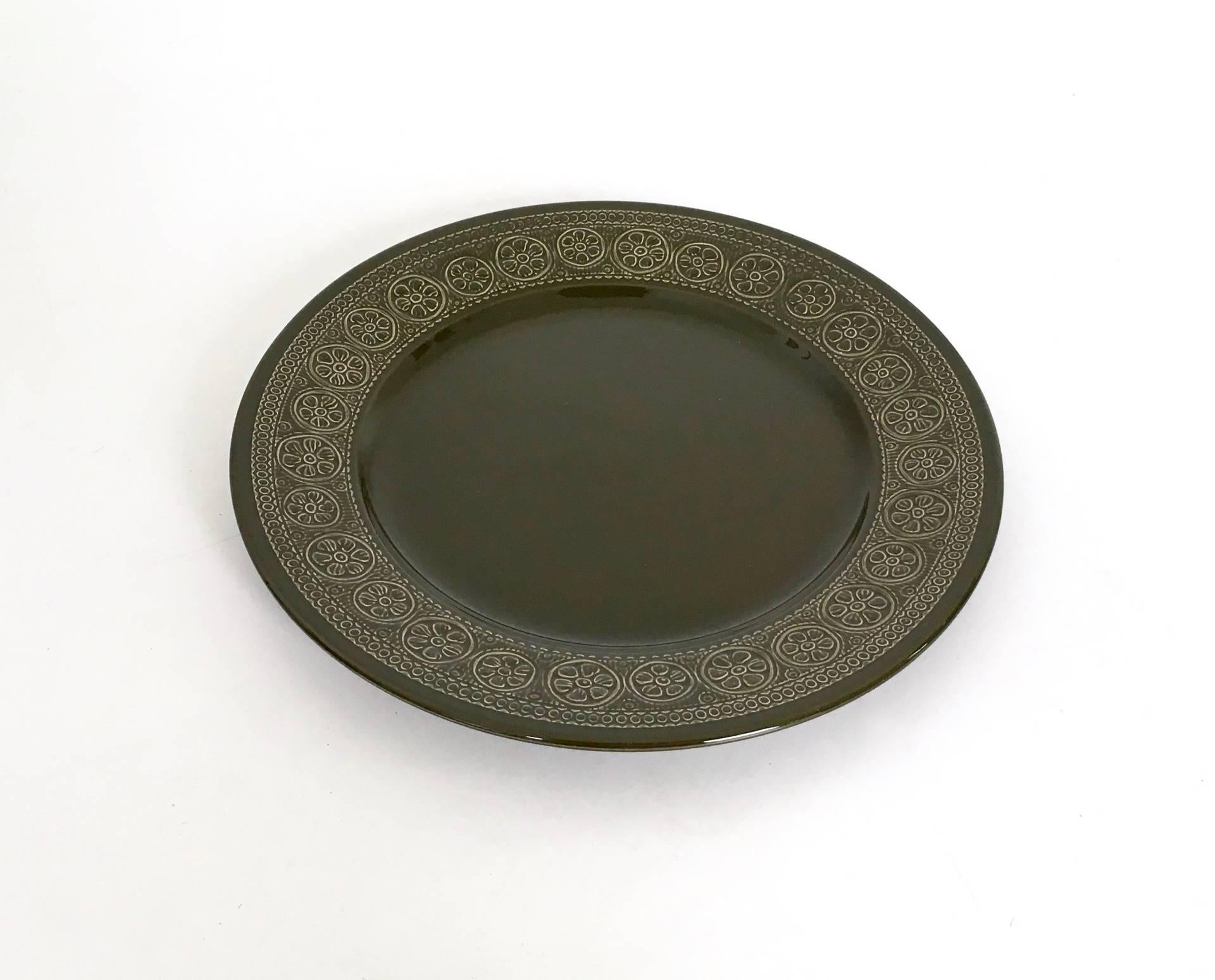 Mid-Century Modern Vintage Five-Piece Black Earthenware Serving Set by Antonia Campi, Italy For Sale