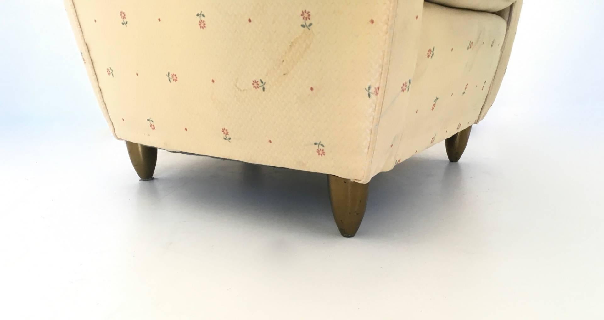 Juego de 3 piezas de salón de tela original vintage marfil by Paolo Buffa, Italia en venta 3
