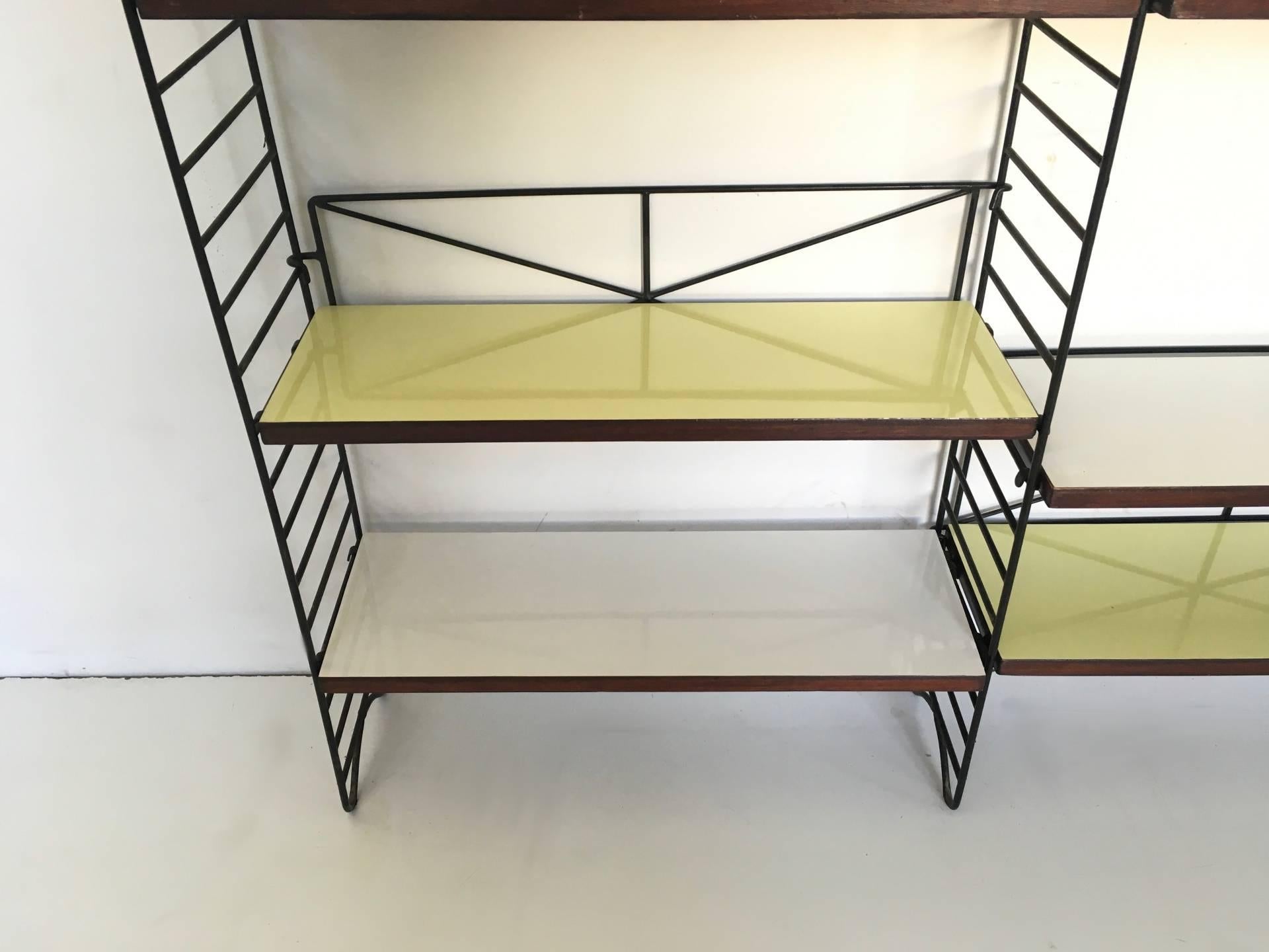 Metal Minimalist Modular Bookshelves, Italy, 1950s