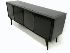 Italian Ebonized Wood Bar Cabinet, Italy, 1950s