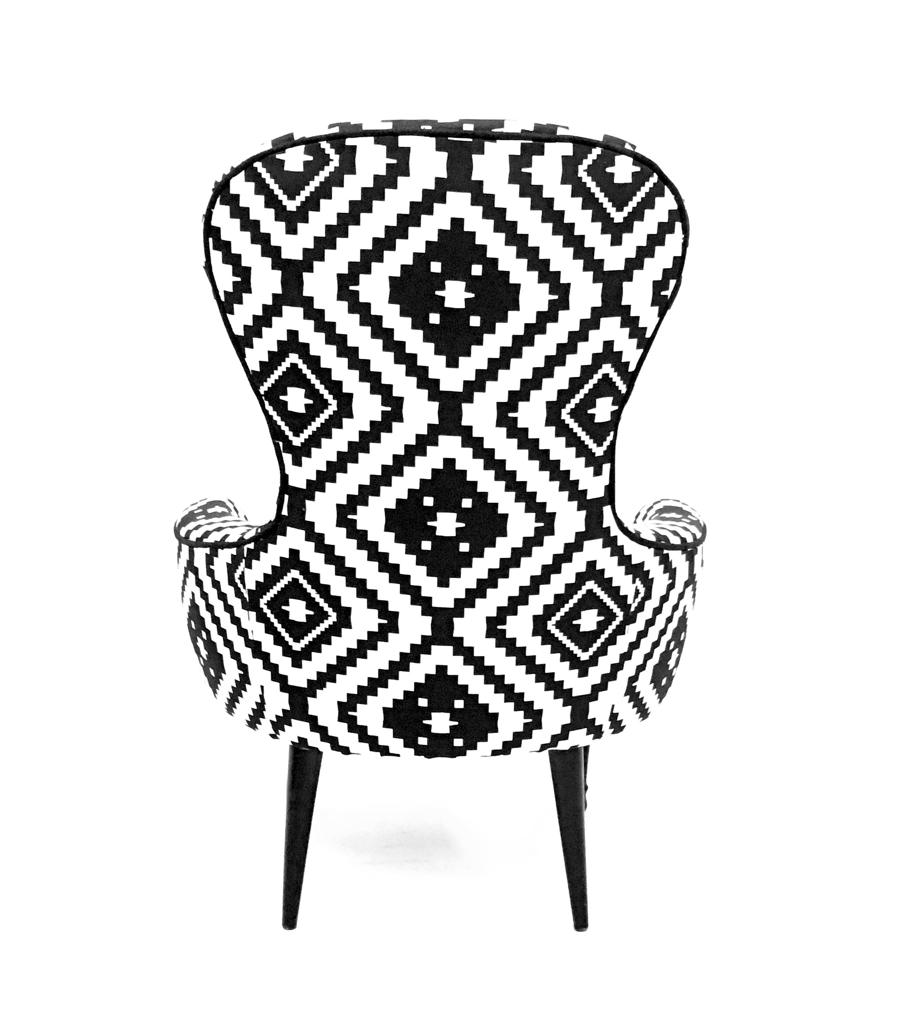 Beautiful Pair of Black and White Armchairs, Italy, 1950s 1