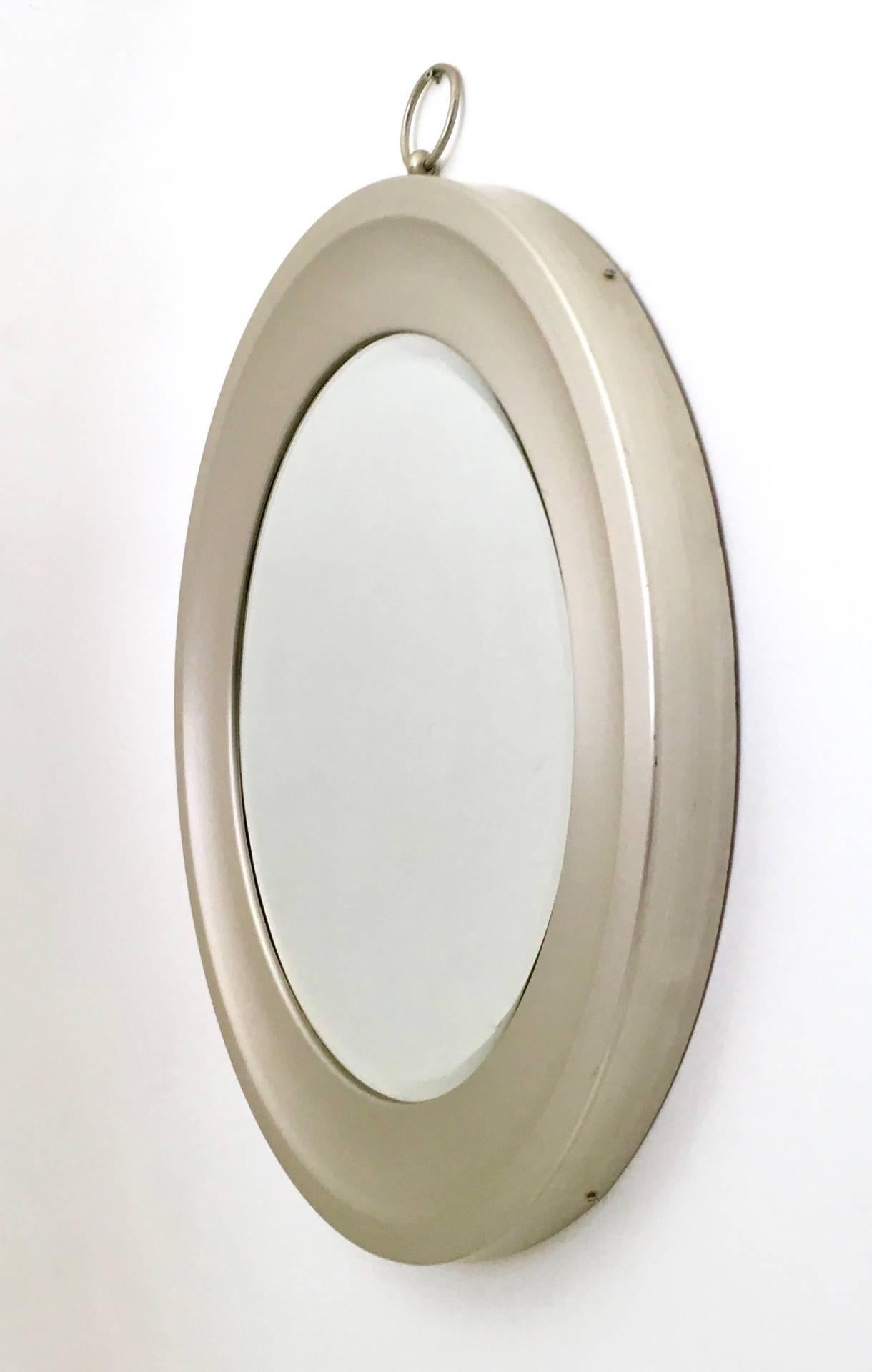 Post-Modern Postmodern Round Steel Wall Mirror Attributed to Sergio Mazza, Italy For Sale