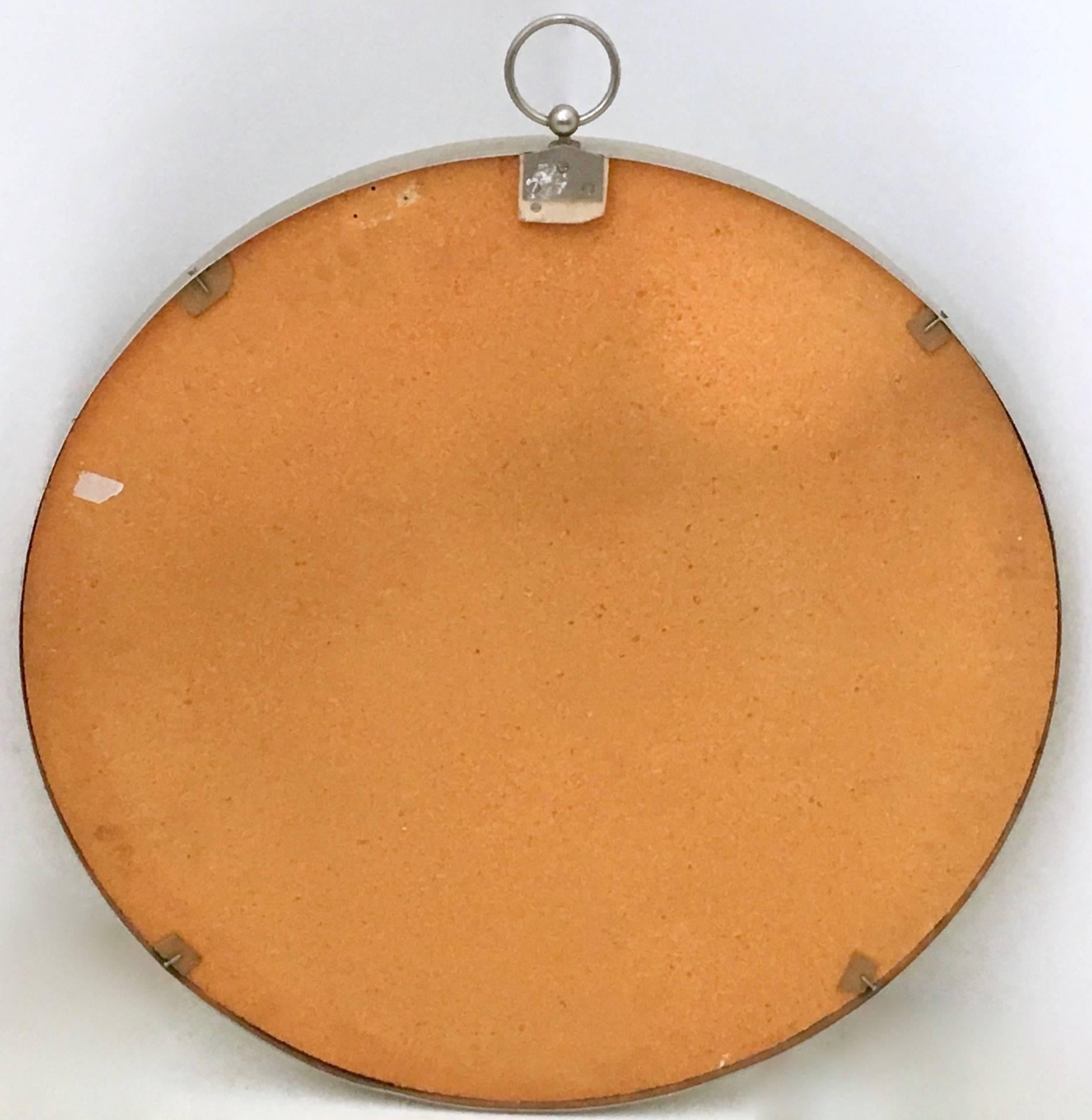 Italian Postmodern Round Steel Wall Mirror Attributed to Sergio Mazza, Italy For Sale