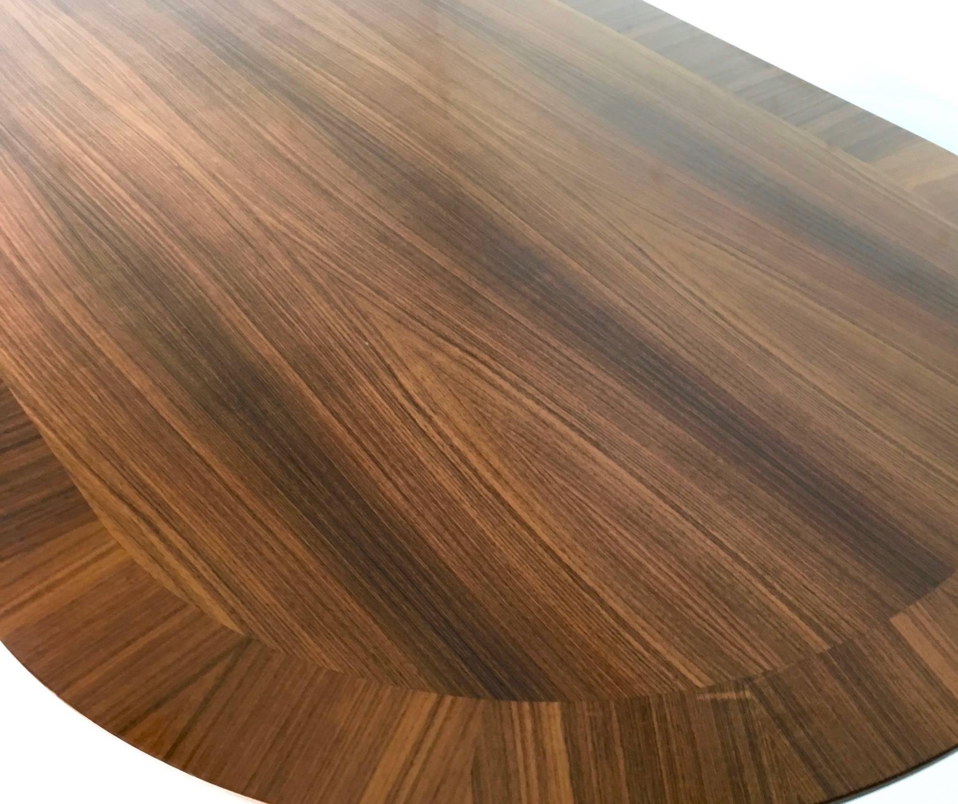 Brass High-Quality Black Walnut Conference Table, Italy, 1980s
