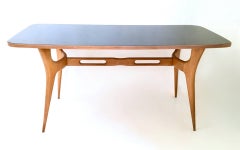 Maple Dining Table with a Glass Top, Italy, 1950s