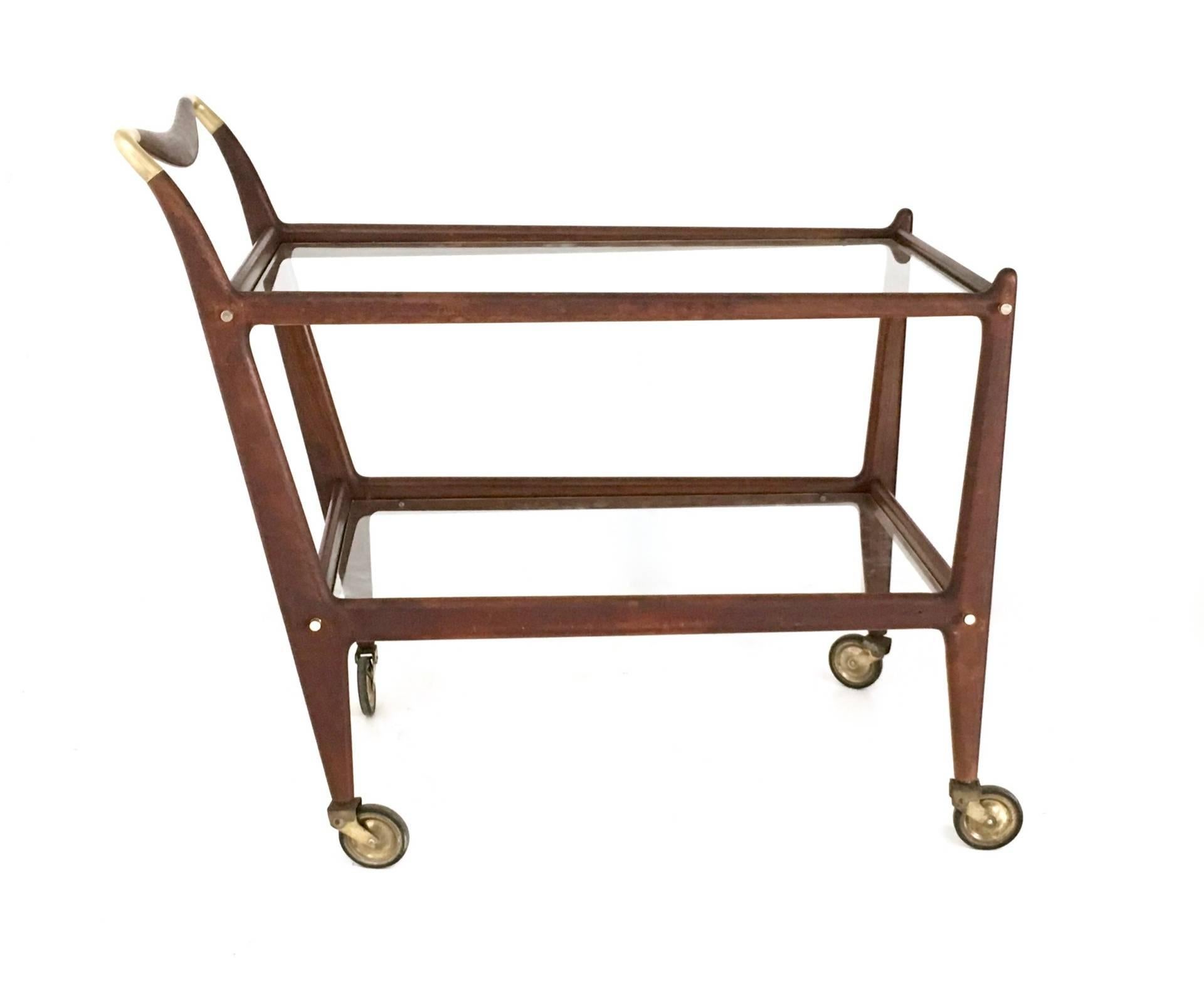 Italian Mahogany Serving Cart number 58 by Ico Parisi for De Baggis, Italy, 1950-1957