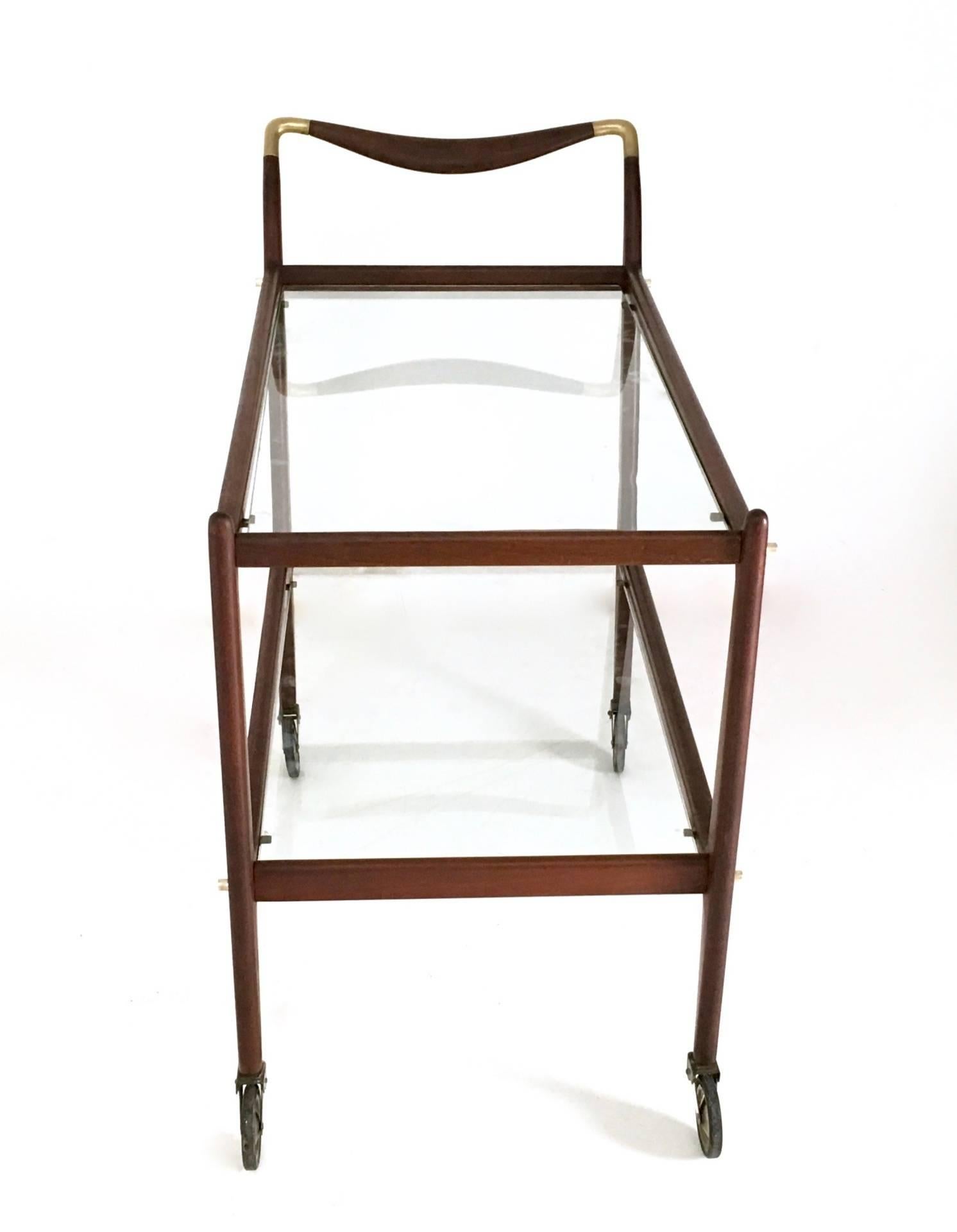 Mahogany Serving Cart number 58 by Ico Parisi for De Baggis, Italy, 1950-1957 In Excellent Condition In Bresso, Lombardy