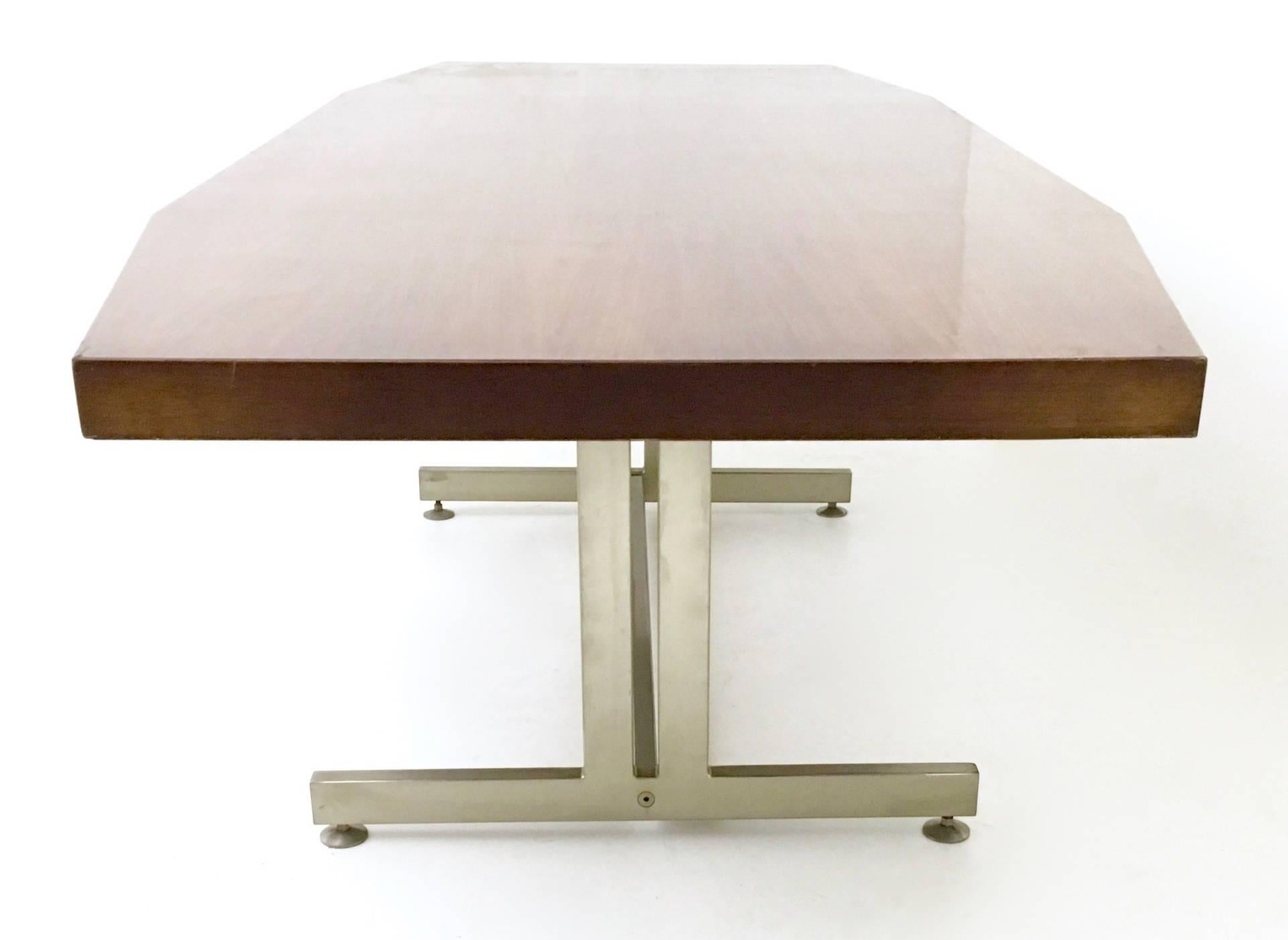 Late 20th Century Wood and Steel Conference Table, Italy, 1970s