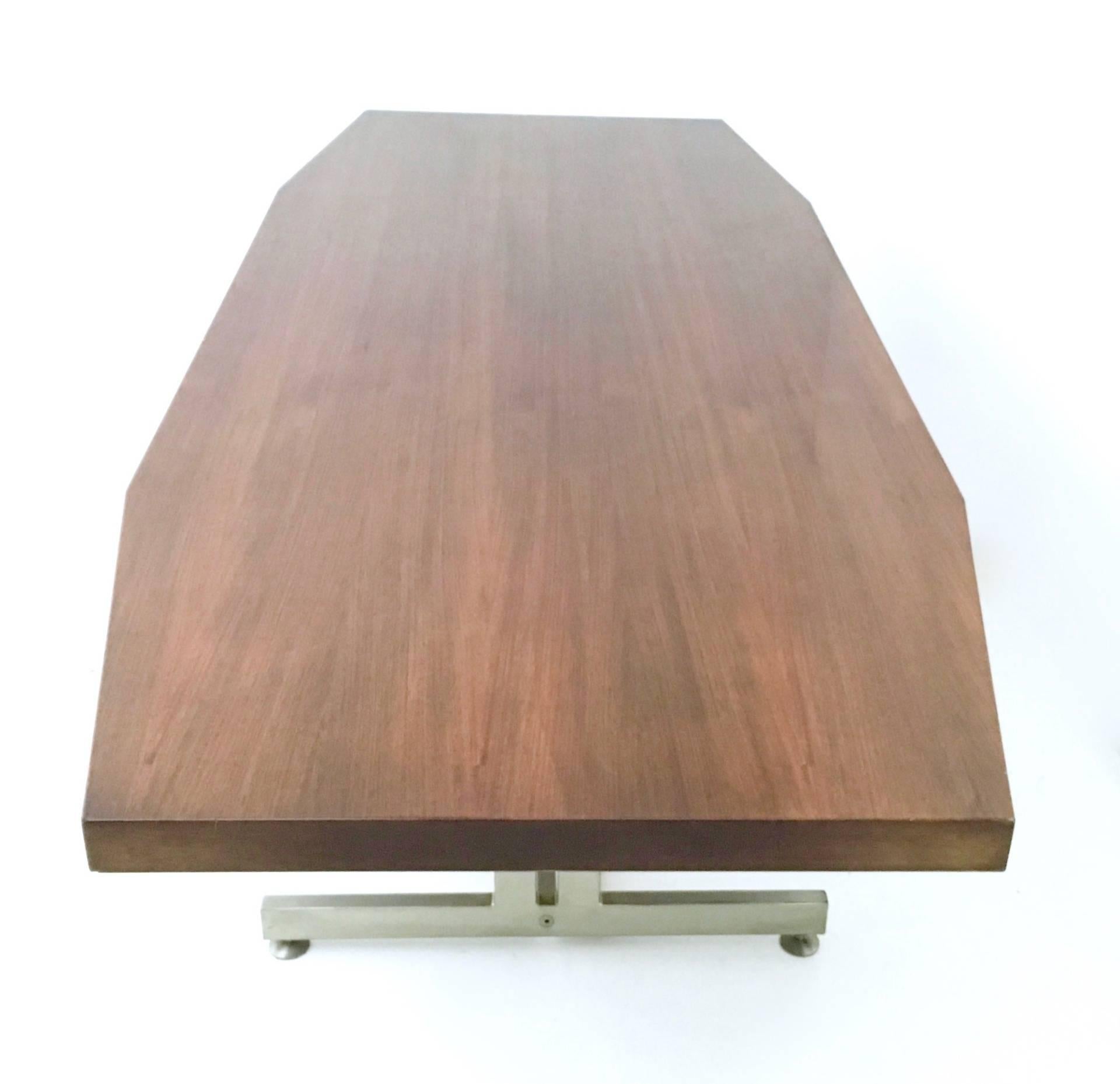 Wood and Steel Conference Table, Italy, 1970s In Excellent Condition In Bresso, Lombardy