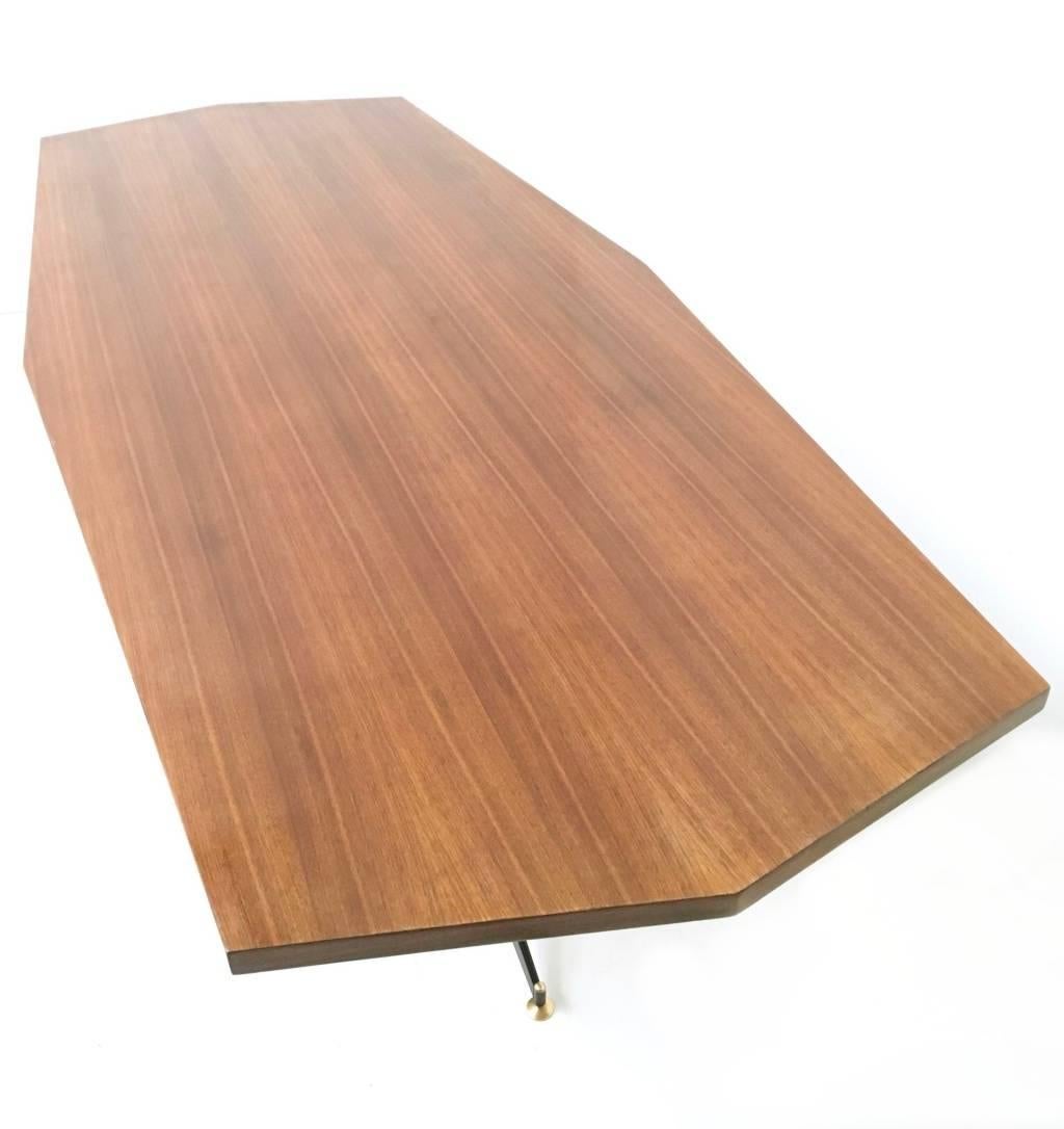 Walnut Veneered Conference Table with Varnished Metal Structure, Italy, 1960s In Excellent Condition In Bresso, Lombardy