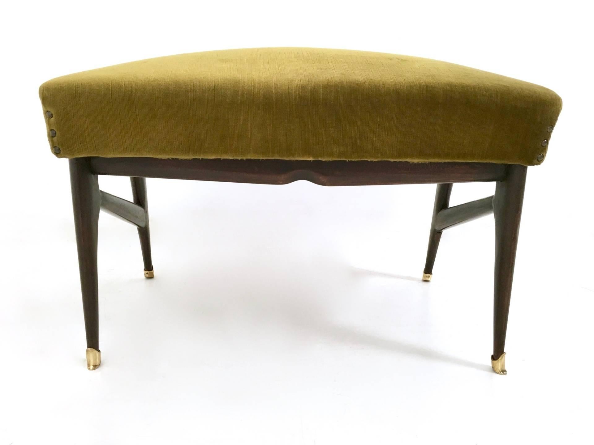 It is in the style of Ico Parisi and features an ebonized wood structure, padding upholstered in velvet and brass feet caps.
In excellent original condition and ready to become a piece in a home.
 