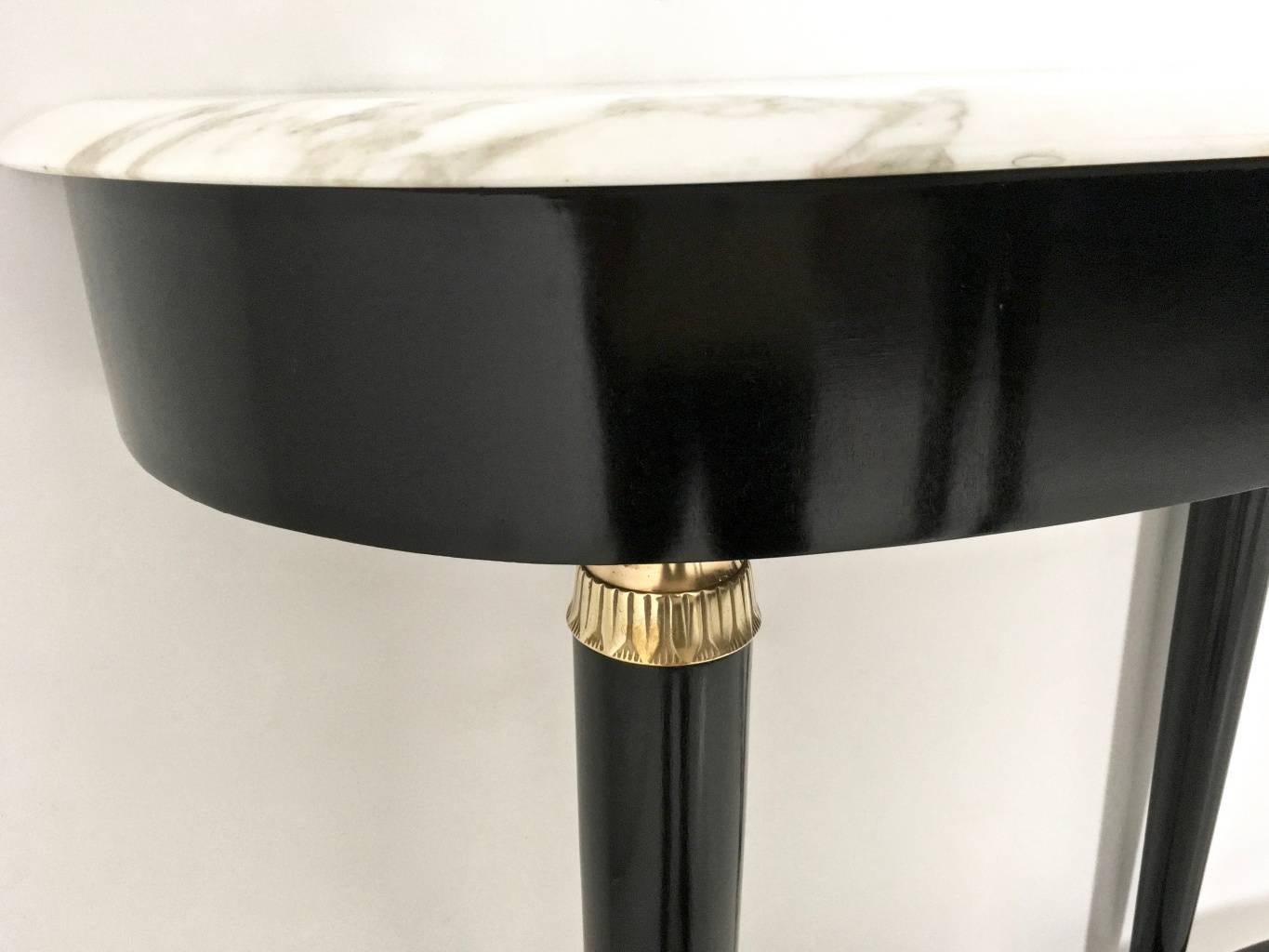 Demilune Ebonized Wood Console Table in the Style of Paolo Buffa, Italy, 1940s 2