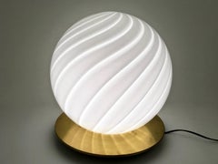 Large Round Murano Glass Table Lamp by Venini, Italy, 1970s