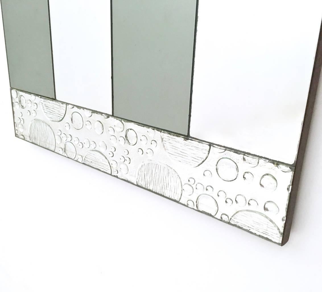 Italian Postmodern Bicolor Rectangular Wall Mirror with Wooden Frame, Italy