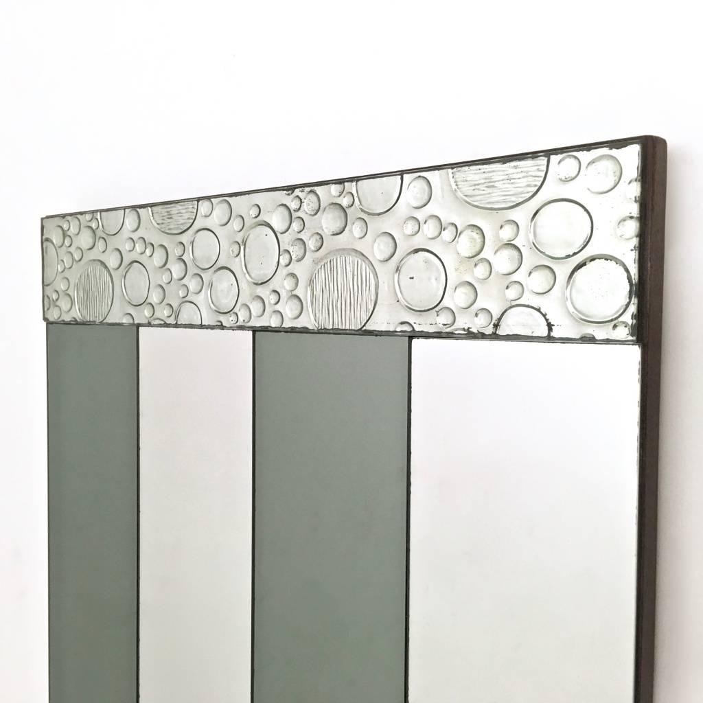 Late 20th Century Postmodern Bicolor Rectangular Wall Mirror with Wooden Frame, Italy
