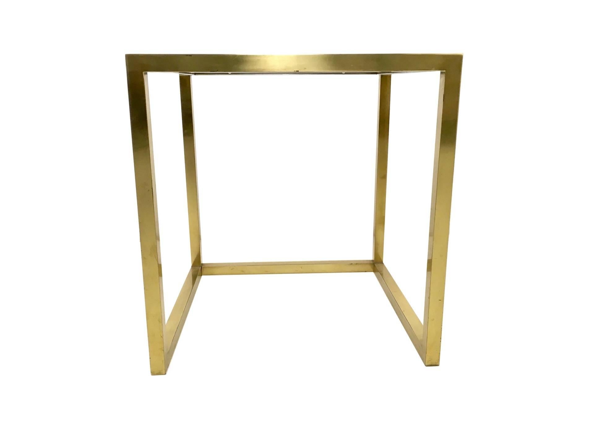 Set of Postmodern Brass, Steel and Glass Nesting Tables by Romeo Rega, Italy For Sale 4