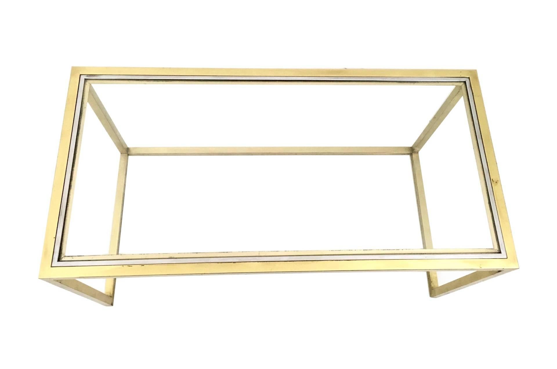 Minimalist Set of Postmodern Brass, Steel and Glass Nesting Tables by Romeo Rega, Italy For Sale