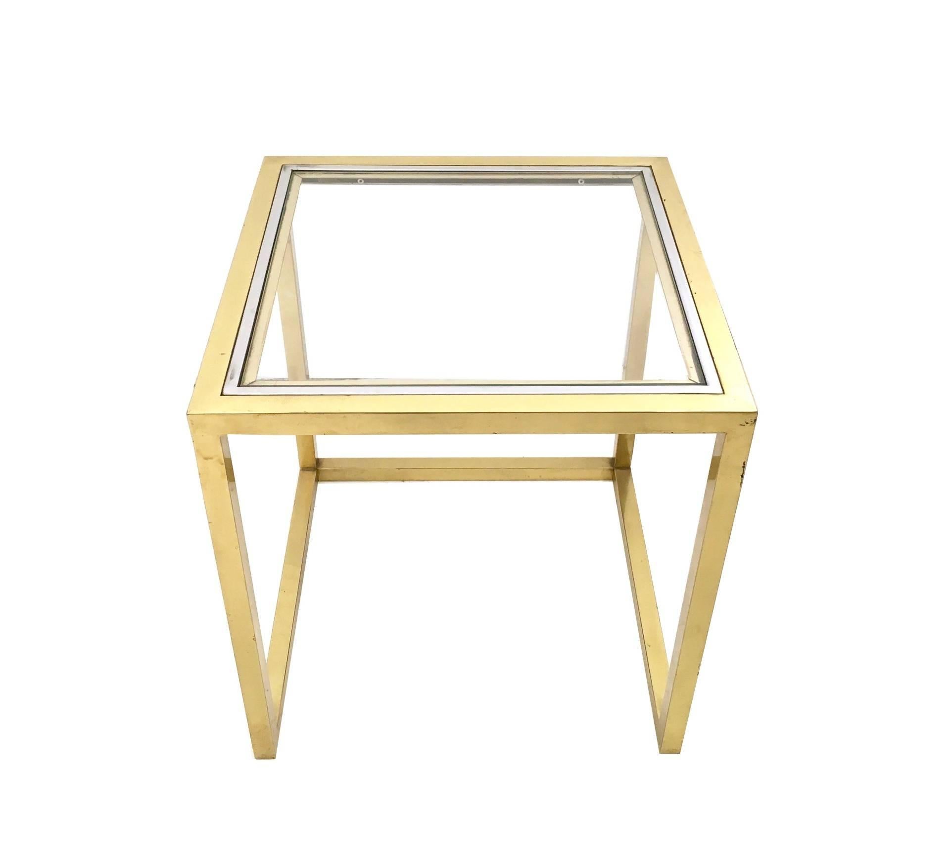 Set of Postmodern Brass, Steel and Glass Nesting Tables by Romeo Rega, Italy In Excellent Condition For Sale In Bresso, Lombardy