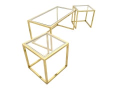 Set of Postmodern Brass, Steel and Glass Nesting Tables by Romeo Rega, Italy