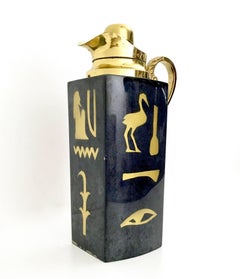 Painted Parchment Thermos by Aldo Tura with Hieroglyphics, Italy, 1960s