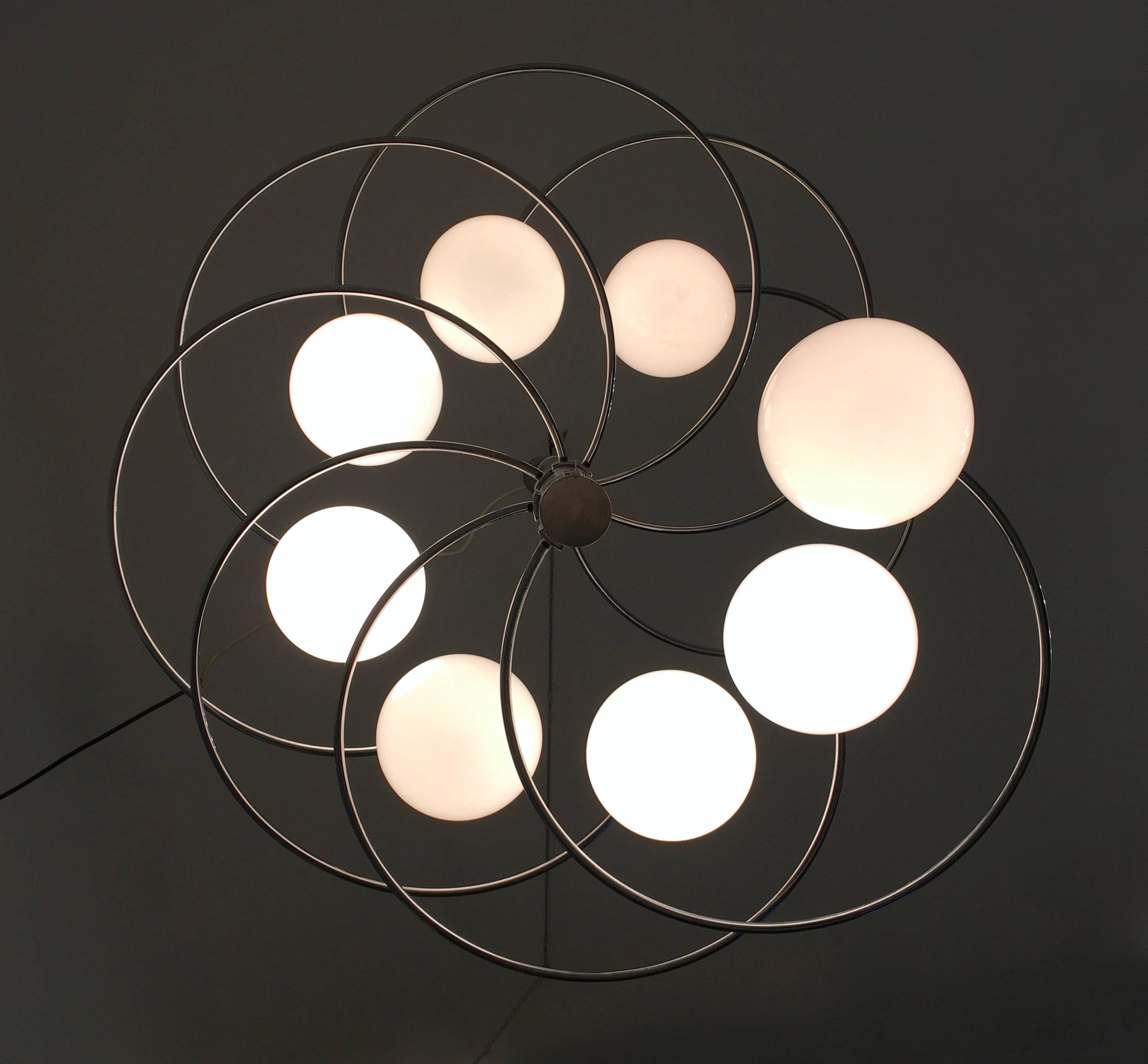 Metal Spectacular Chandelier by Pia Guidetti Crippa for Lumi, Italy, 1970s
