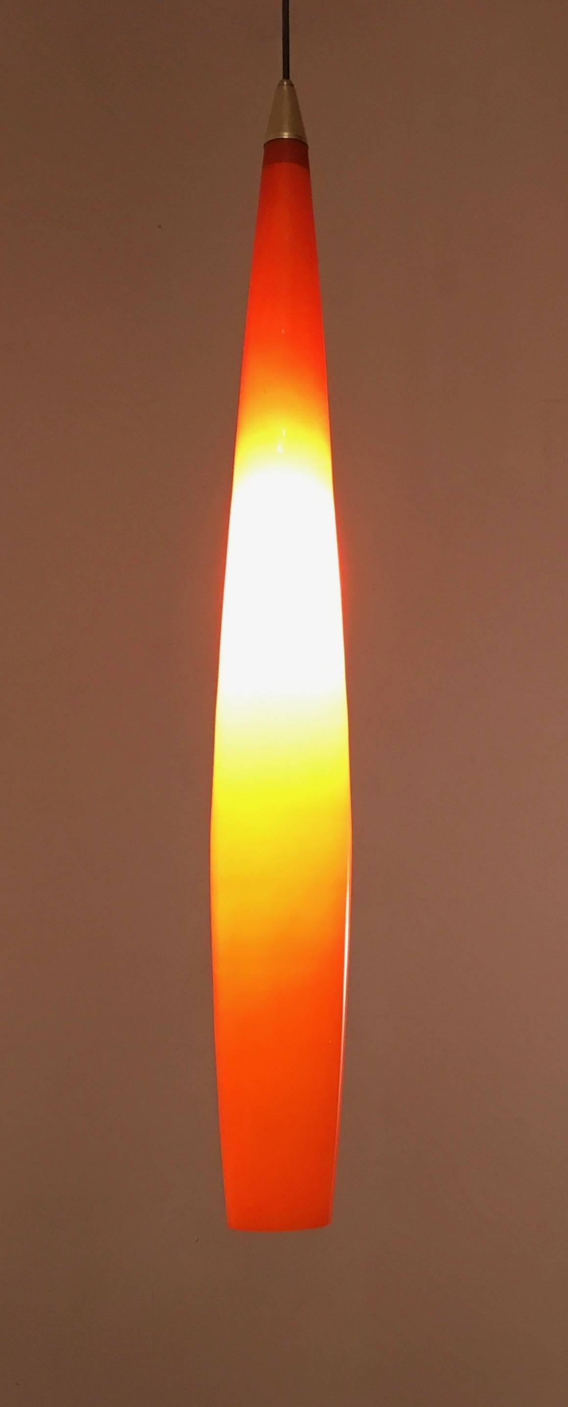 Italian Orange Blown Glass Pendant by Alessandro Pianon and Produced by Vistosi, 1960s 
