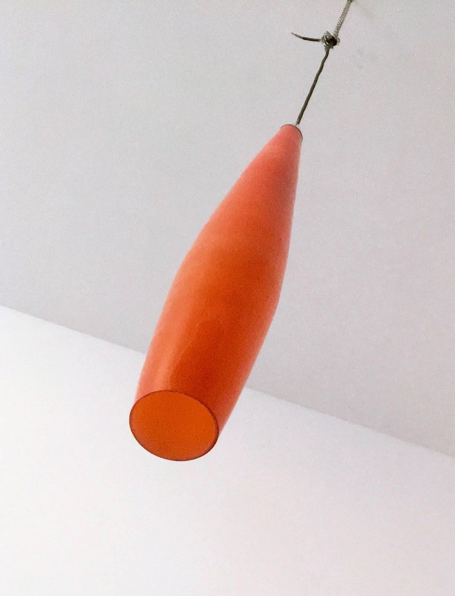 Mid-20th Century Orange Blown Glass Pendant by Alessandro Pianon and Produced by Vistosi, 1960s 