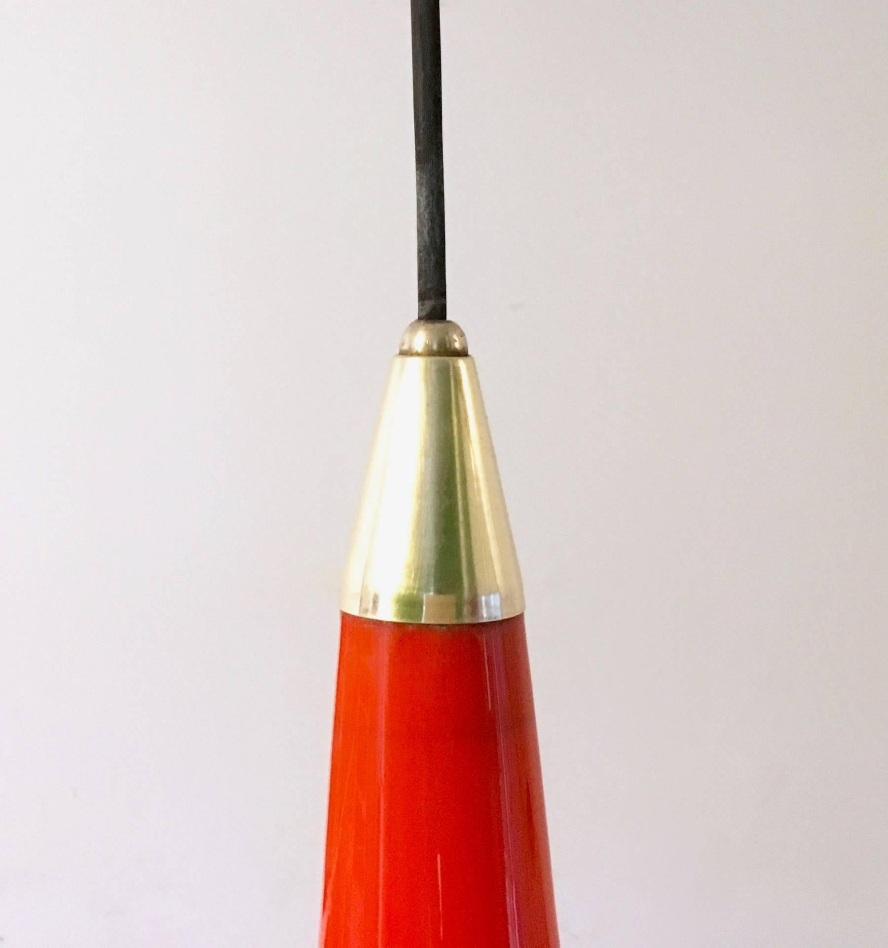 Orange Blown Glass Pendant by Alessandro Pianon and Produced by Vistosi, 1960s  1