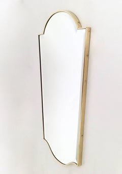 Wall Mirror with Brass Frame, Italy, 1950s