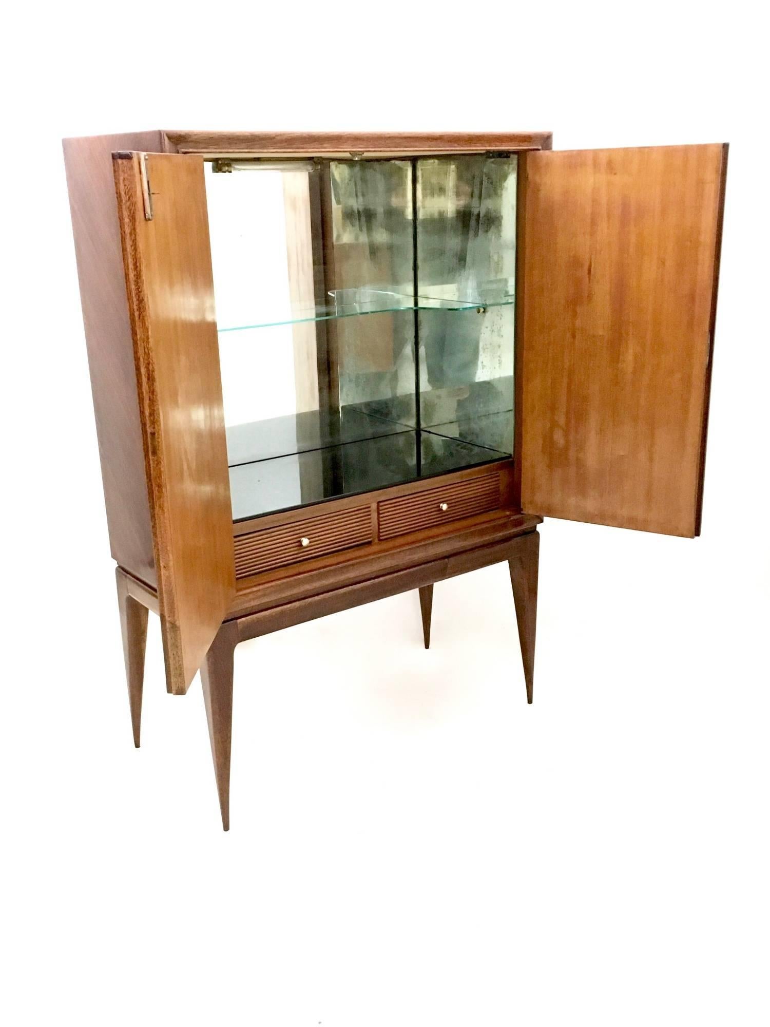 Mid-20th Century Wood, Mirror and Glass Bar Cabinet, Italy, 1950s